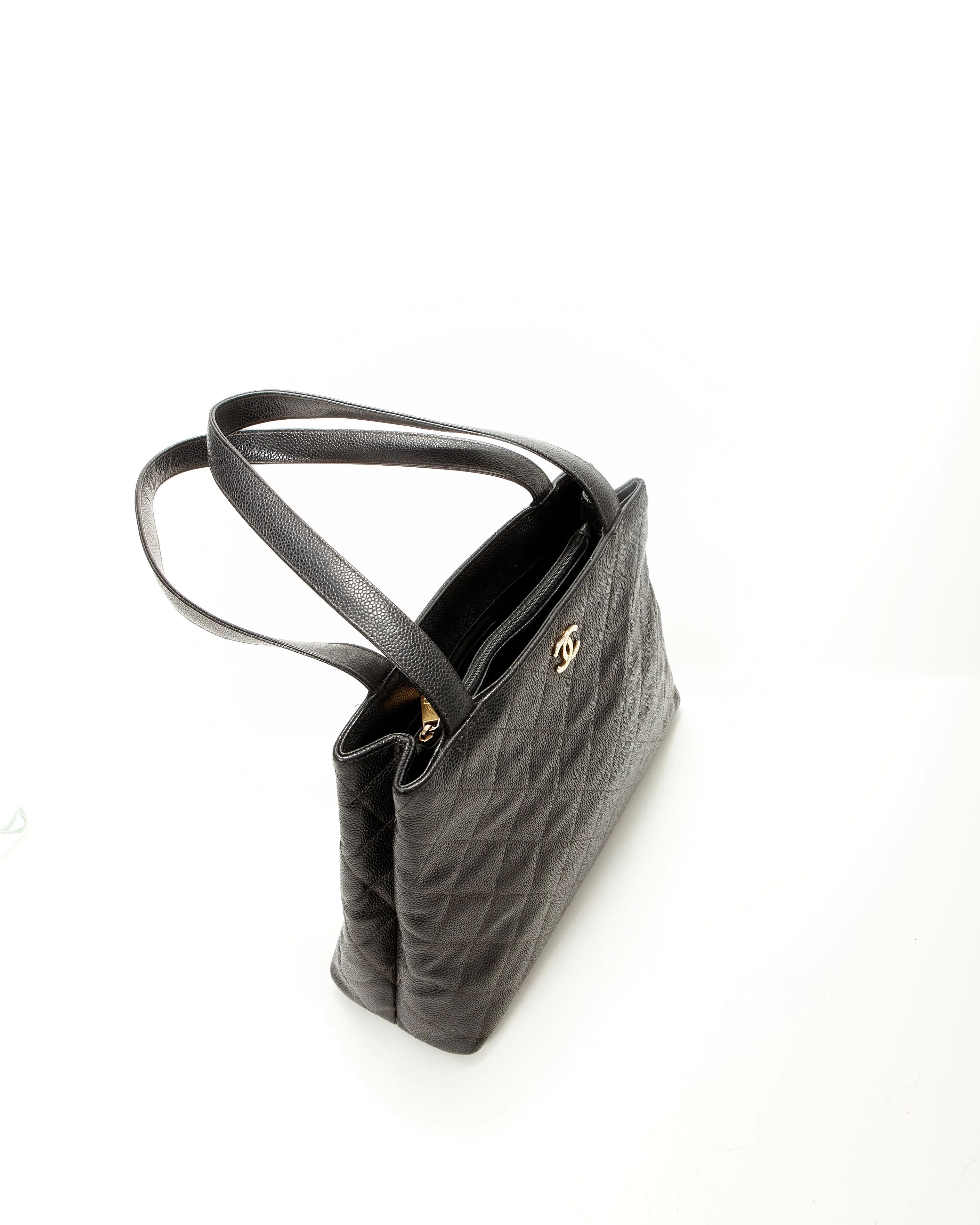 Chanel Black Vintage Caviar Quilted Tote Bag