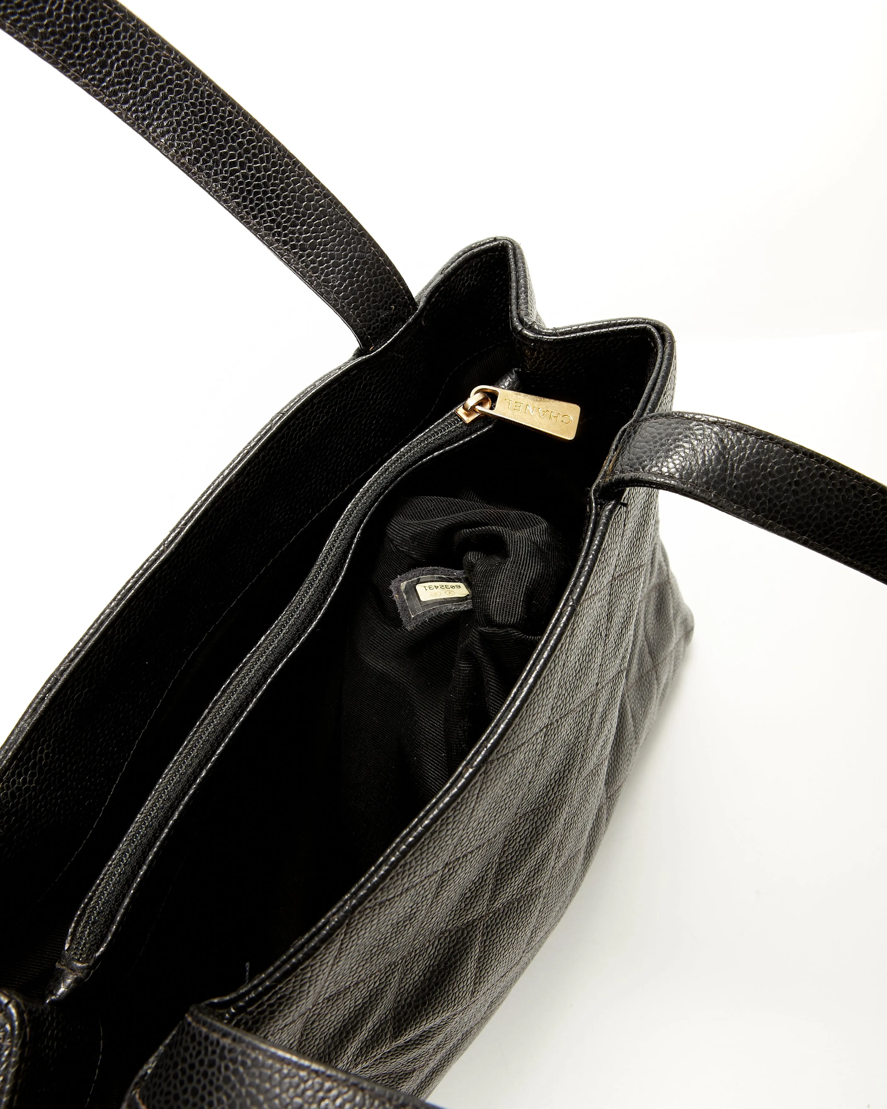 Chanel Black Vintage Caviar Quilted Tote Bag