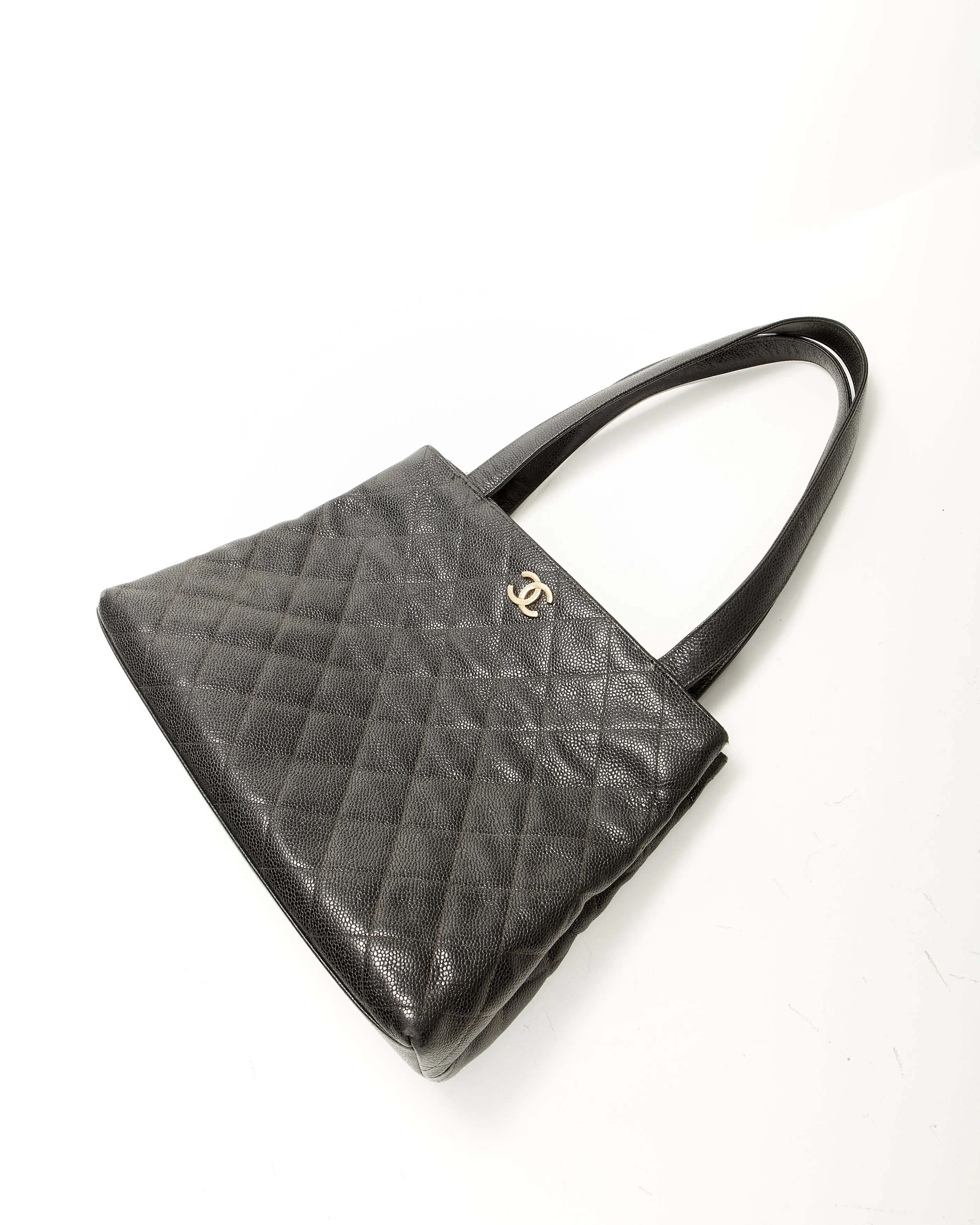 Chanel Black Vintage Caviar Quilted Tote Bag