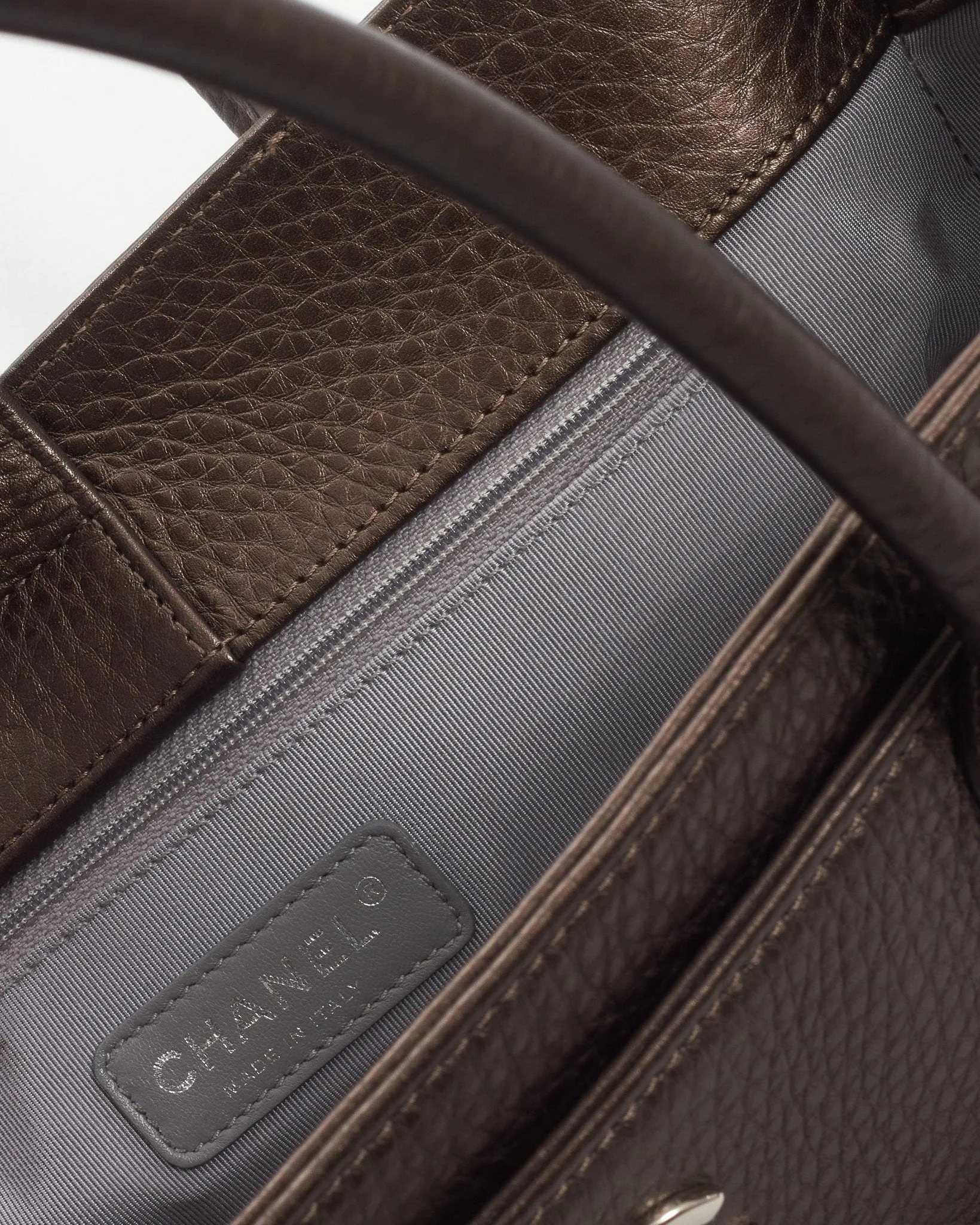 Chanel Brown Iridescent Leather East/West Cerf Executive Tote