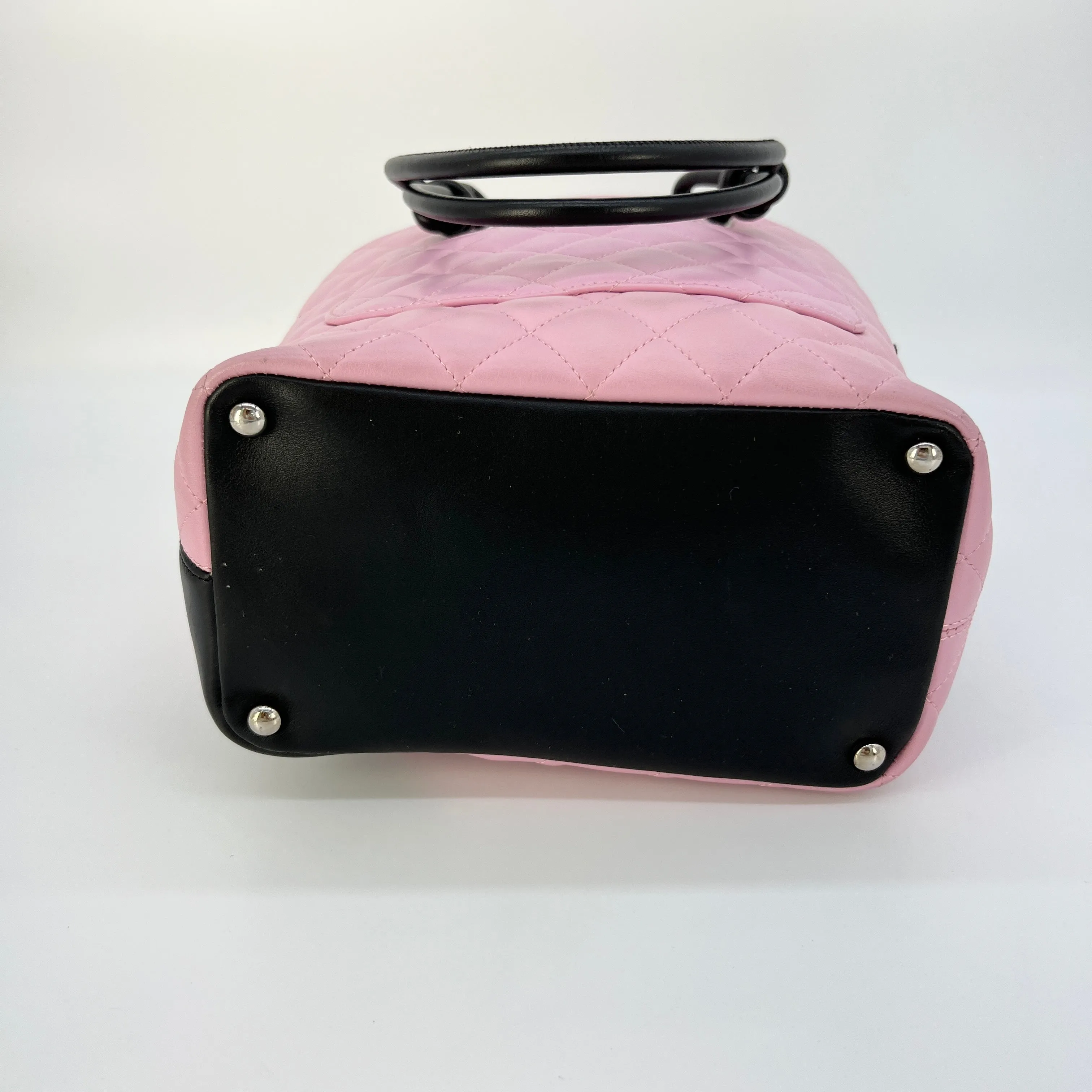 CHANEL Calfskin Quilted Medium Cambon Tote Pink Black [Guaranteed Authentic]