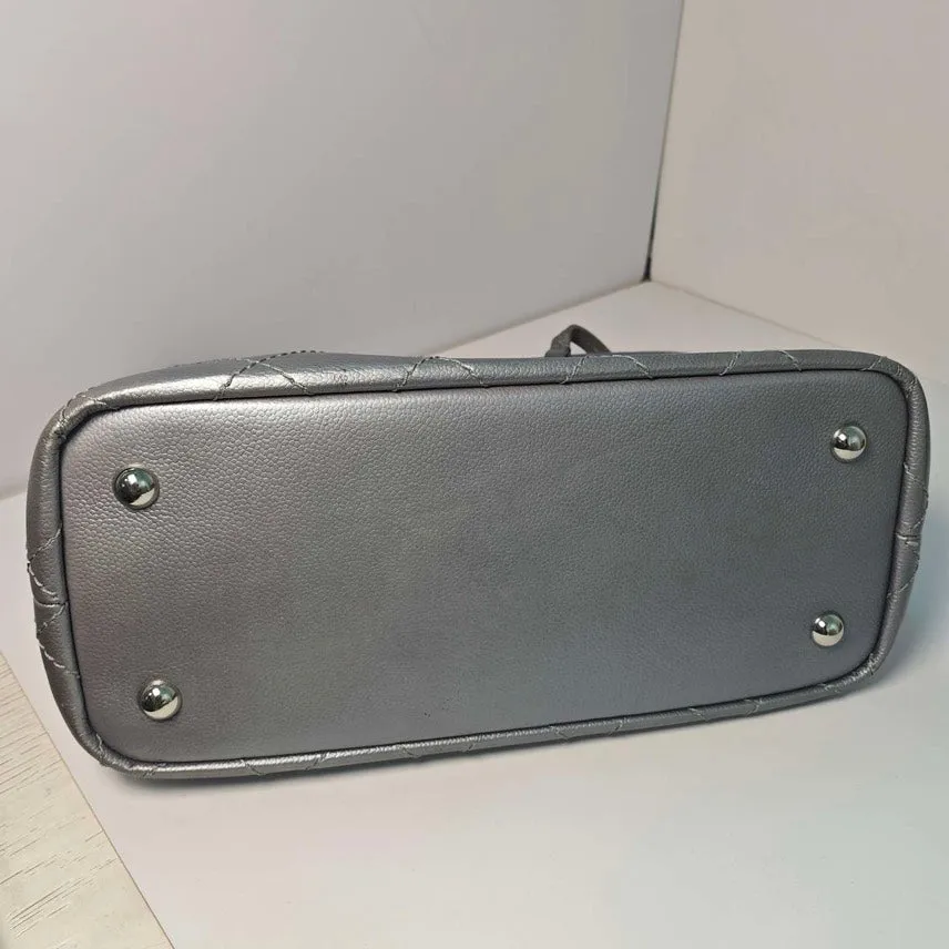 Chanel Caviar Tote Silver Shoulder Bag