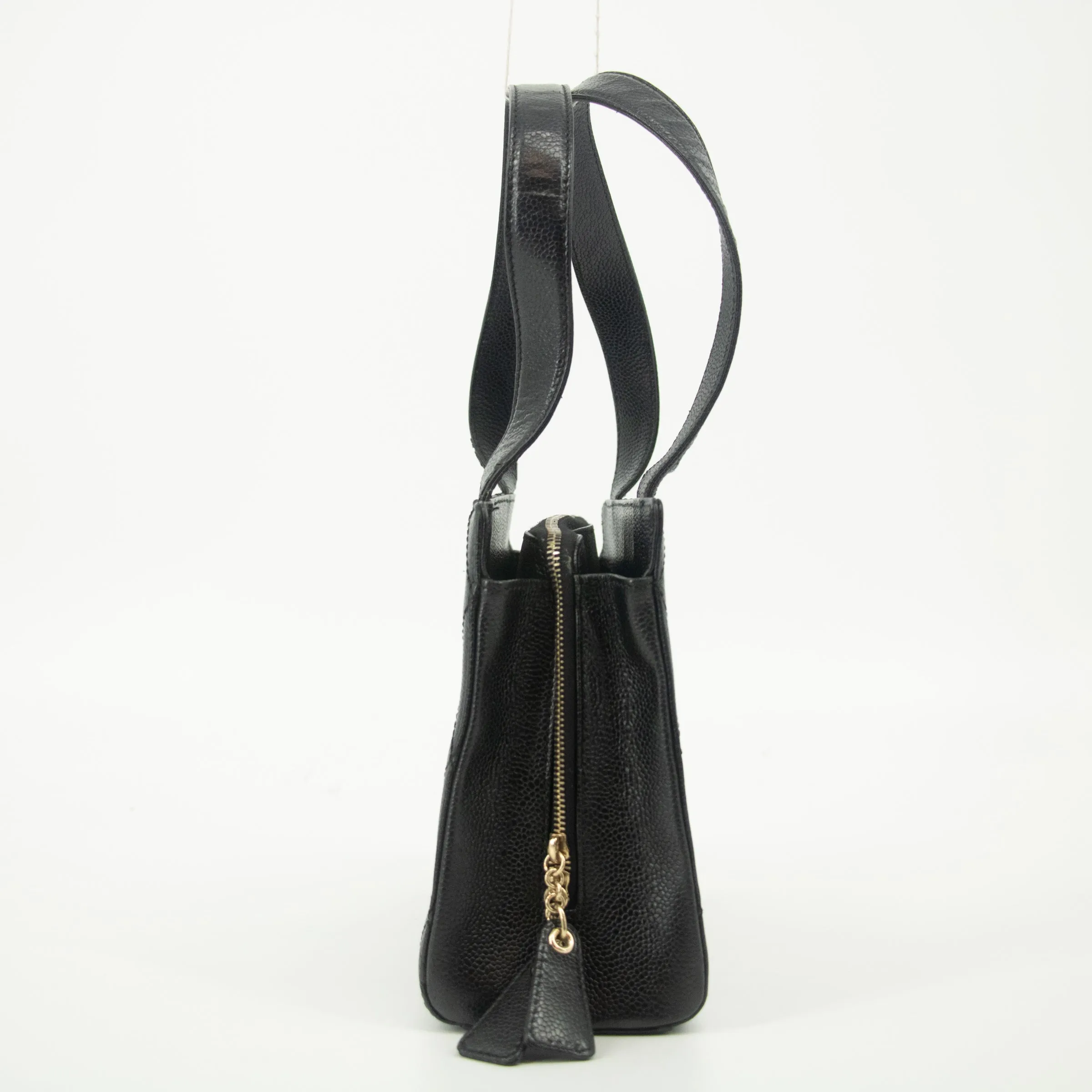 Chanel Matelasse Caviar Skin Black Tote Bag Silver Hardware #2542