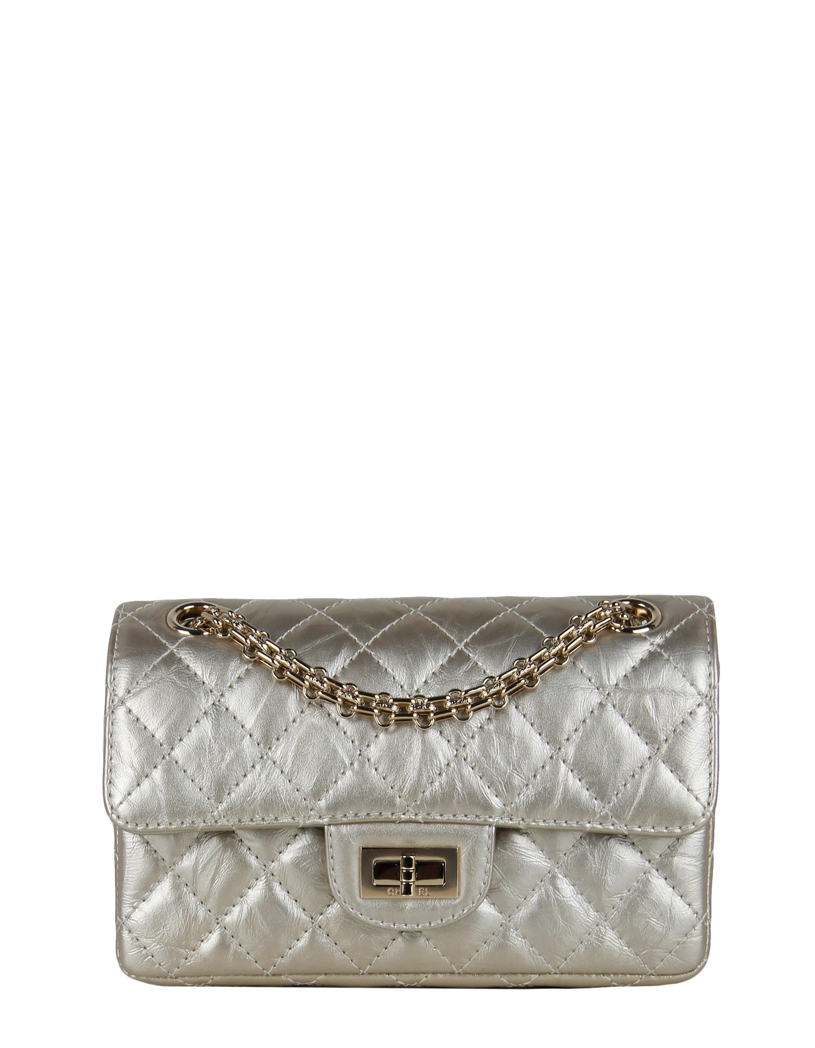 Chanel Metallic Gold Leather 2.55 Mini 224 Reissue Flap Bag
