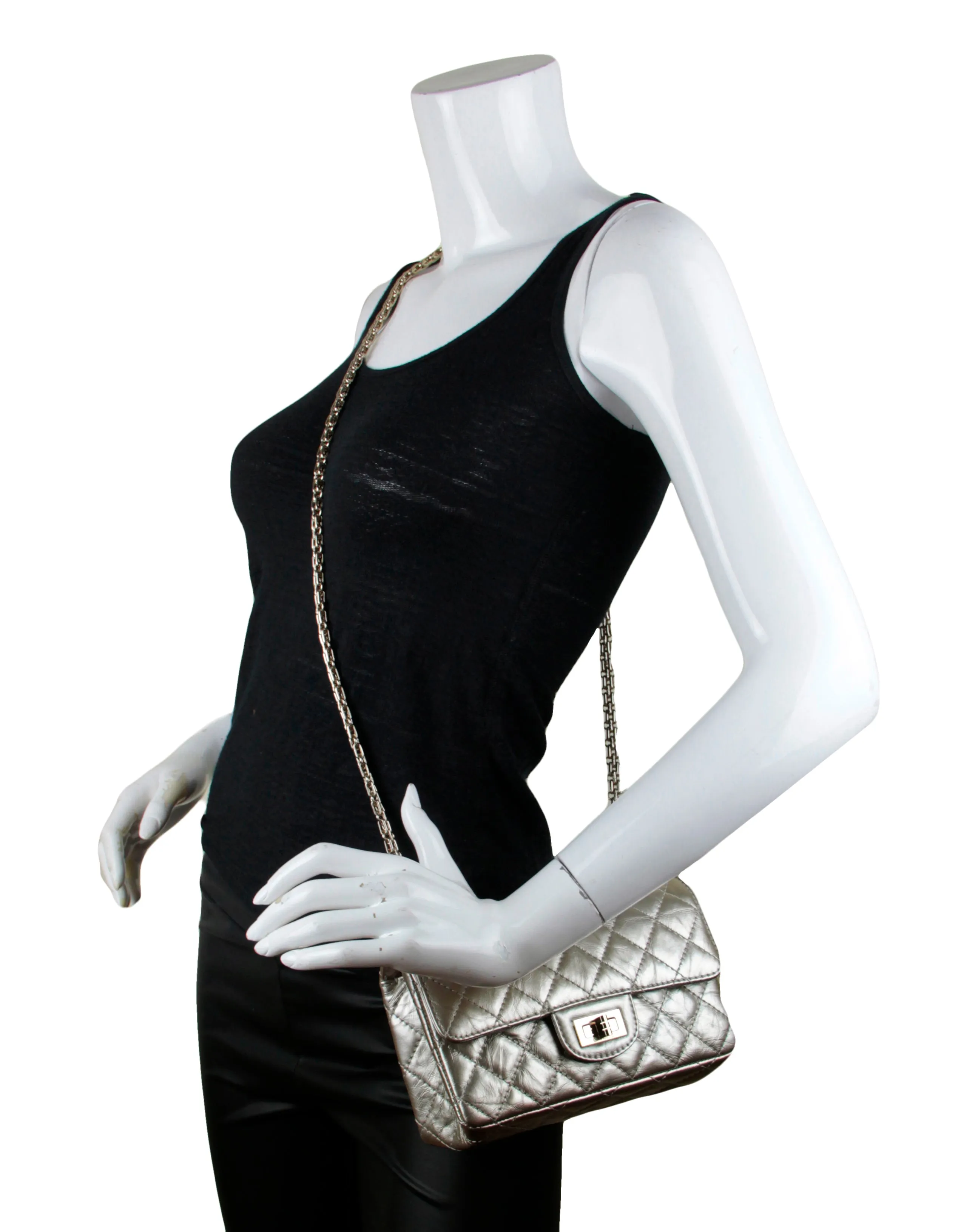 Chanel Metallic Gold Leather 2.55 Mini 224 Reissue Flap Bag