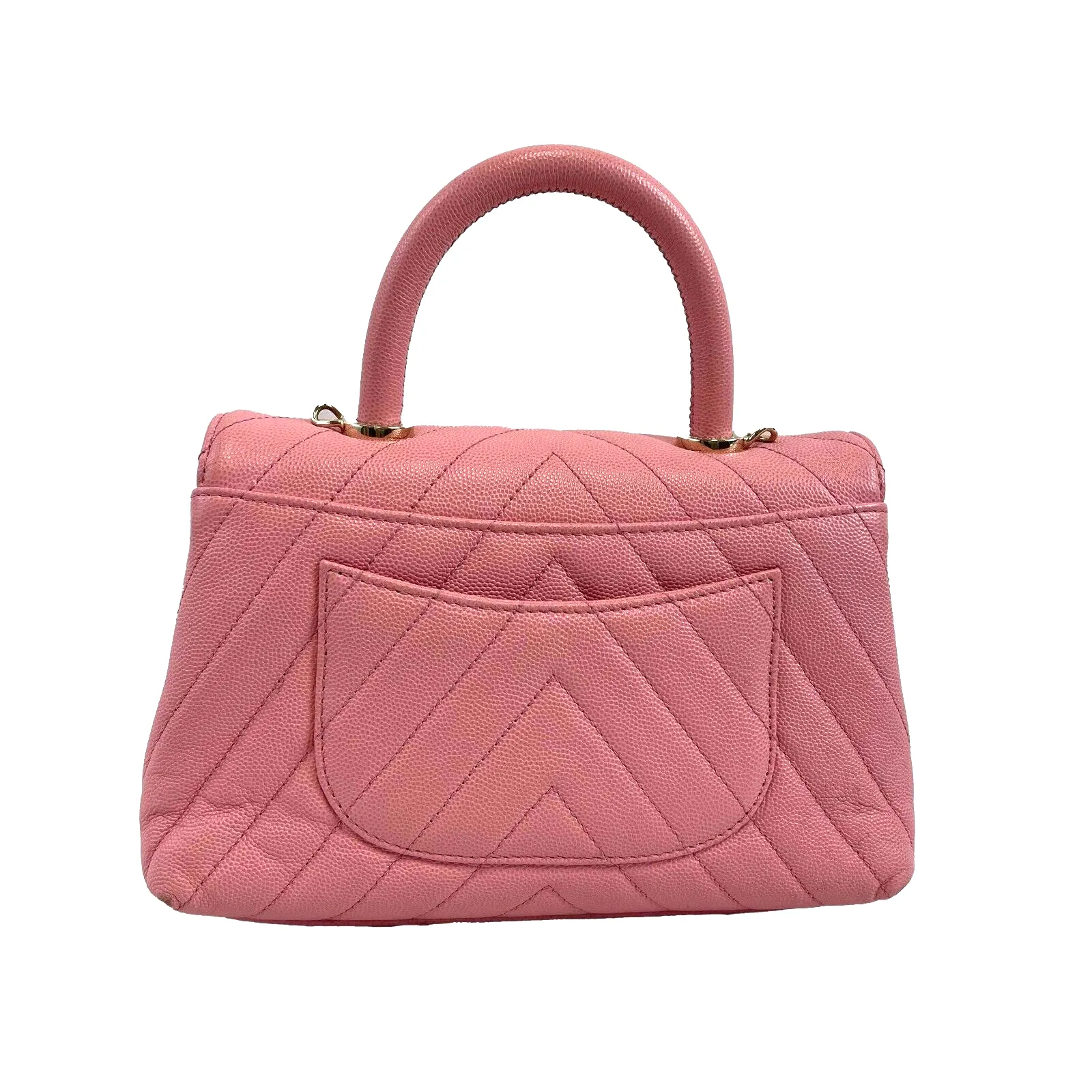 Chanel Mini Coco Top Handle Flap Bag Chevron Caviar Mini Crossbody 2019