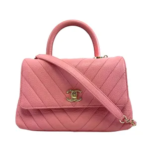 Chanel Mini Coco Top Handle Flap Bag Chevron Caviar Mini Crossbody 2019
