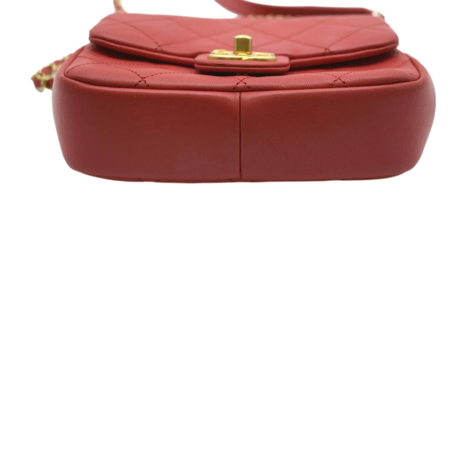 CHANEL Mini In The Loop Quilted  Leather Shoulder Bag Red