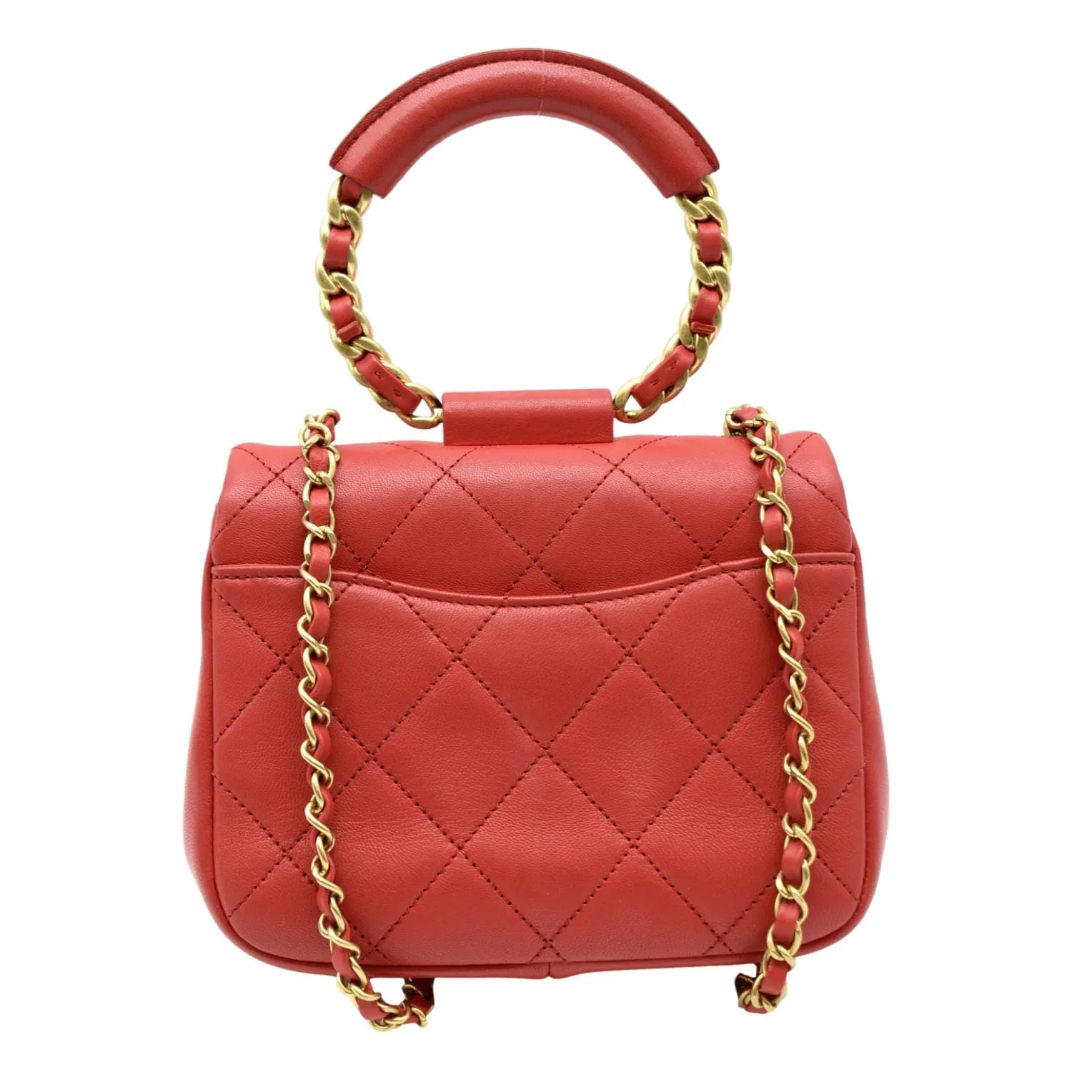 CHANEL Mini In The Loop Quilted  Leather Shoulder Bag Red