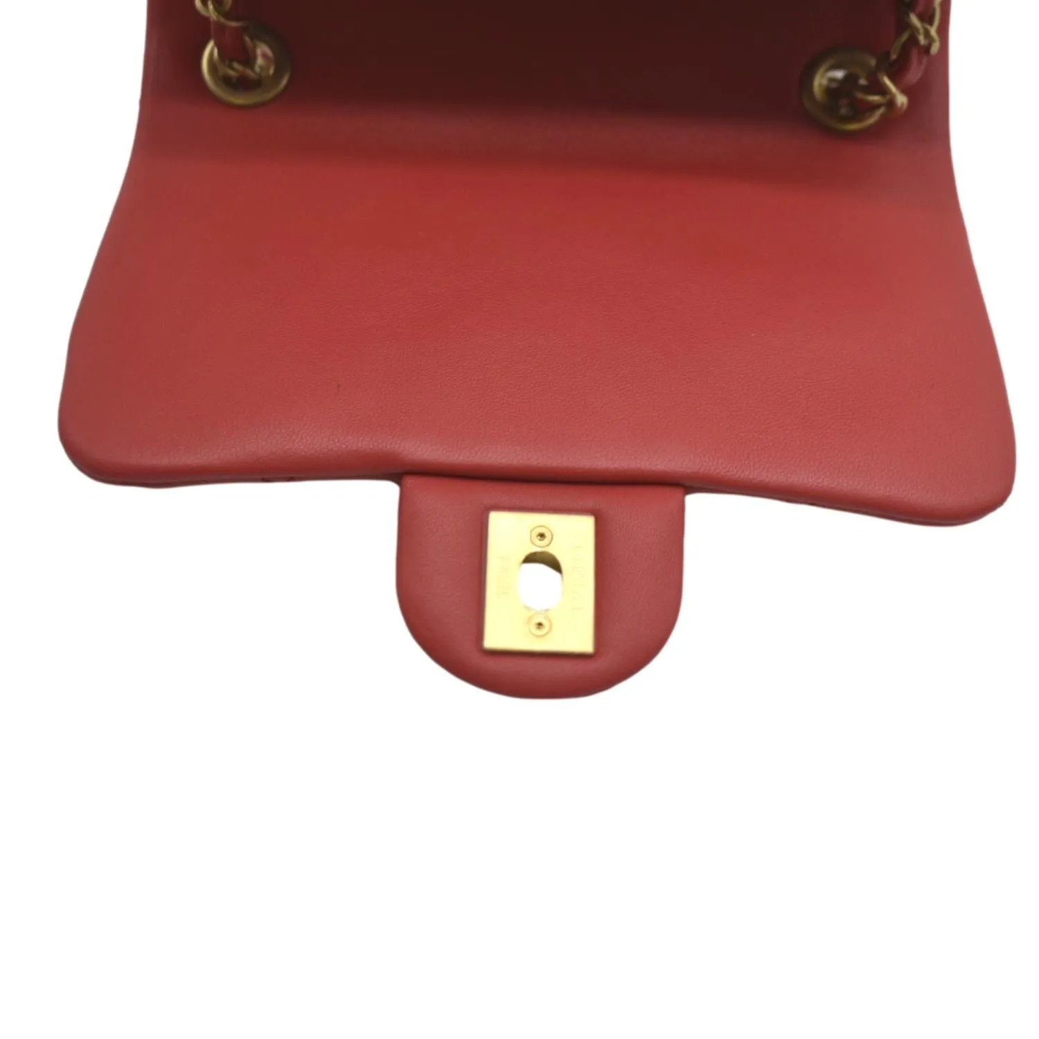 CHANEL Mini In The Loop Quilted  Leather Shoulder Bag Red