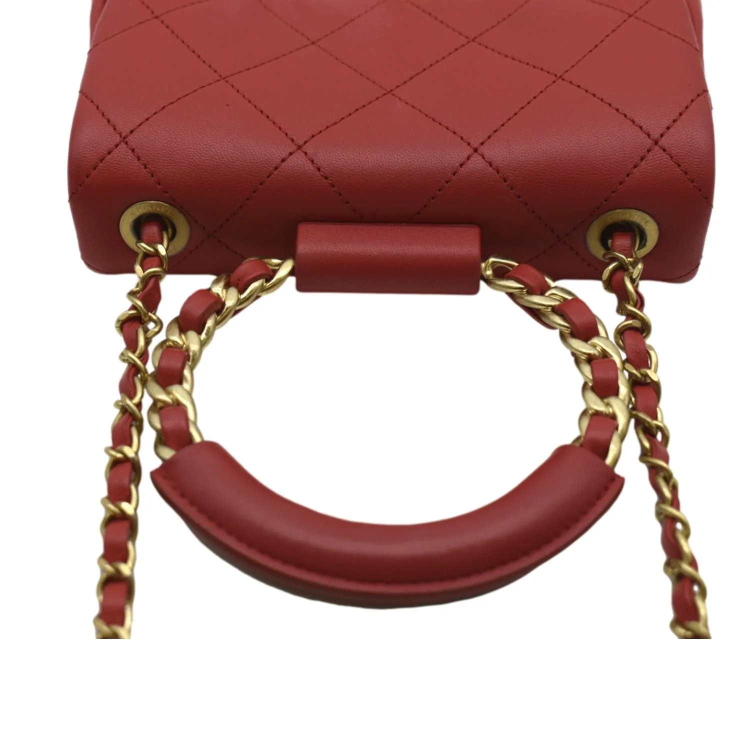 CHANEL Mini In The Loop Quilted  Leather Shoulder Bag Red