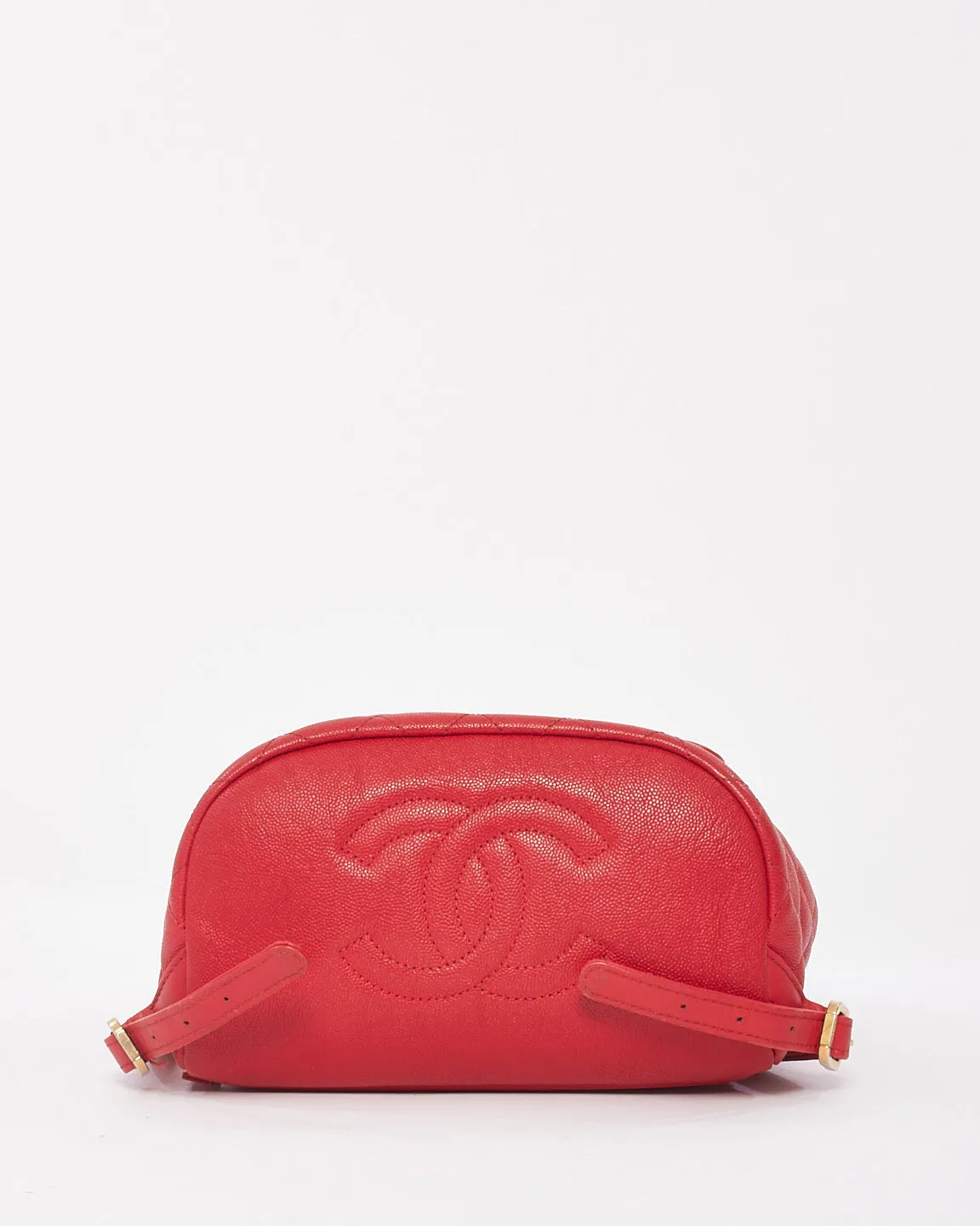Chanel Red Caviar Leather Filigree Backpack