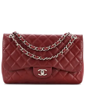 CHANEL Vintage Classic Double Flap Bag Quilted Caviar Jumbo