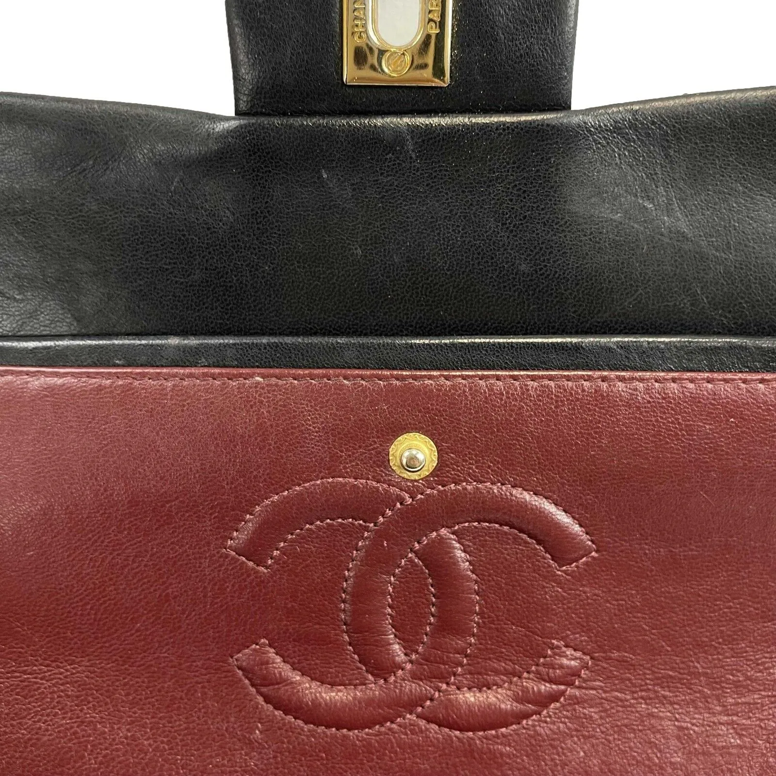 CHANEL- Vintage Medium Classic Double Flap - Black Shoulder Bag / Crossbody