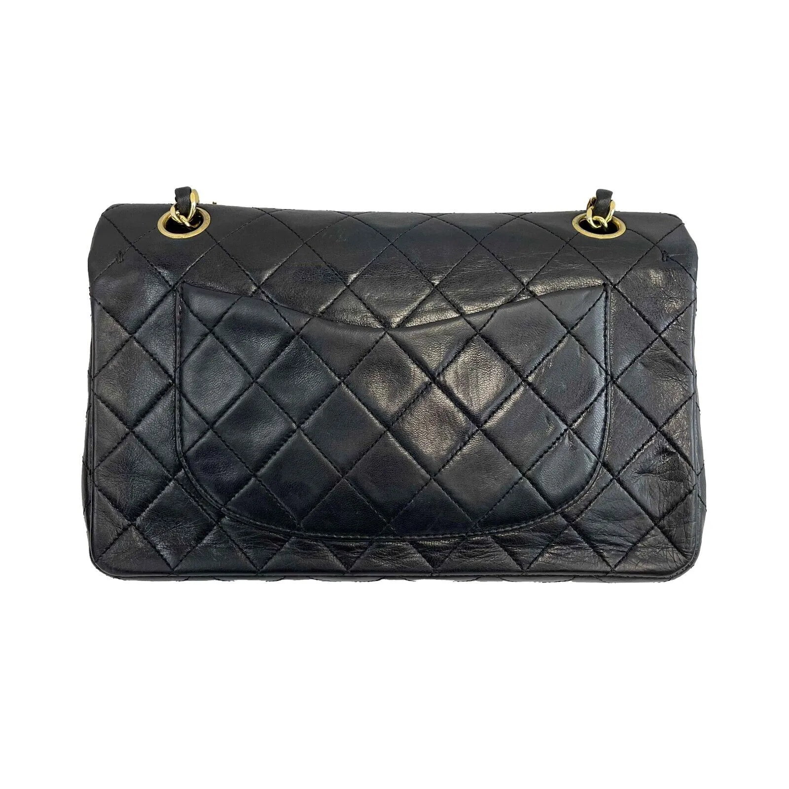 CHANEL- Vintage Medium Classic Double Flap - Black Shoulder Bag / Crossbody