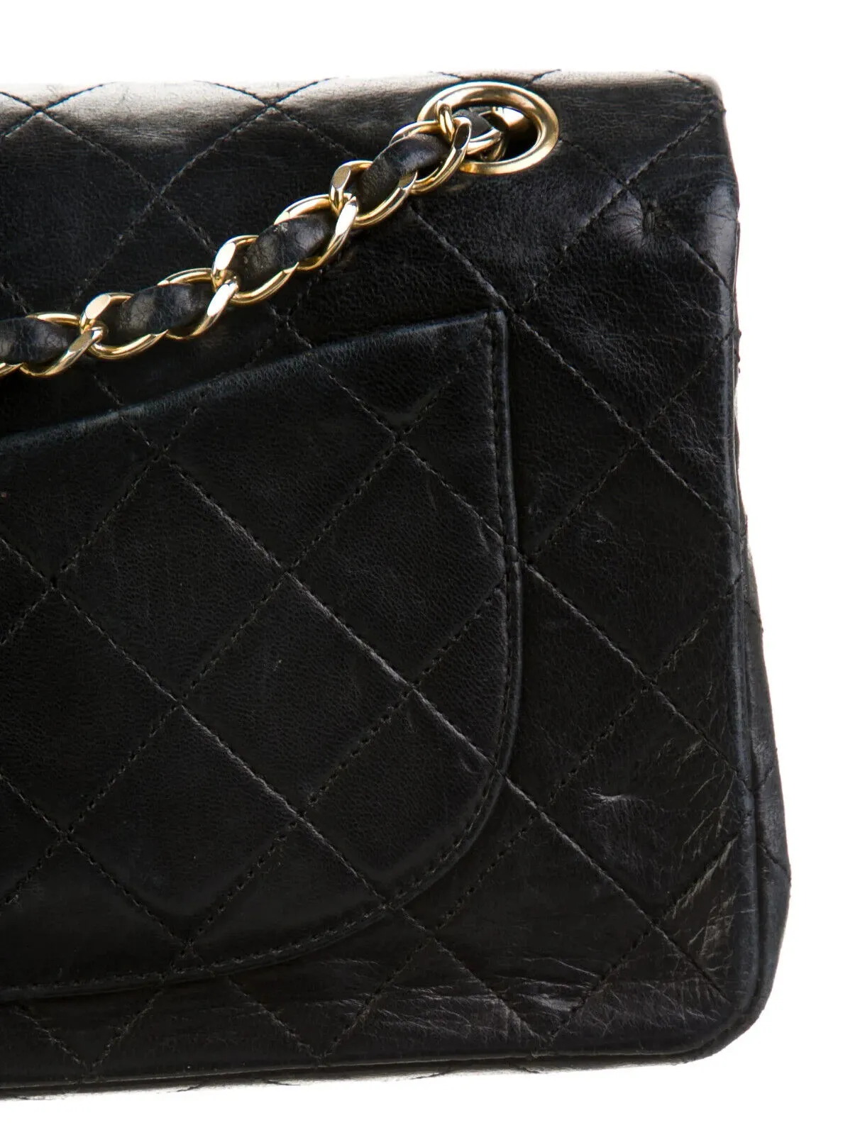 CHANEL- Vintage Medium Classic Double Flap - Black Shoulder Bag / Crossbody