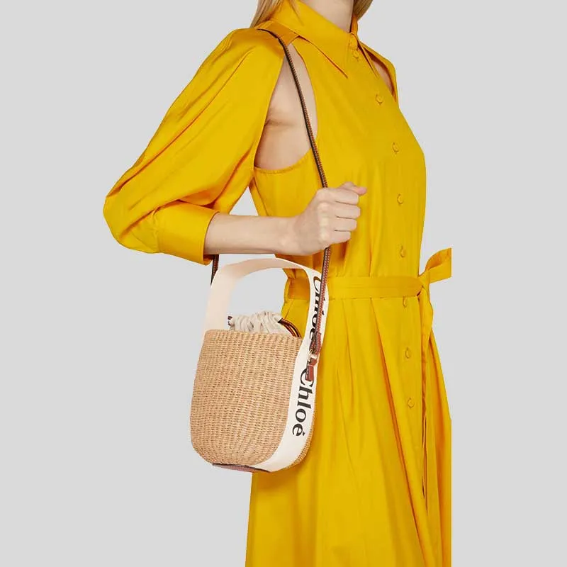 CHLOE Small Woody Basket In Natural Fibers White RS-CHC22SS381G55101