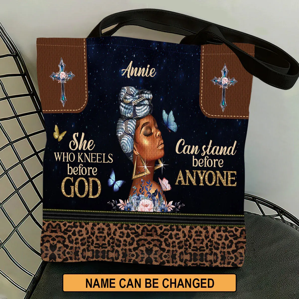 Christianart Designer Handbags, She Who Kneels Before God Can Stand Before Anyone, Personalized Gifts, Gifts for Women.