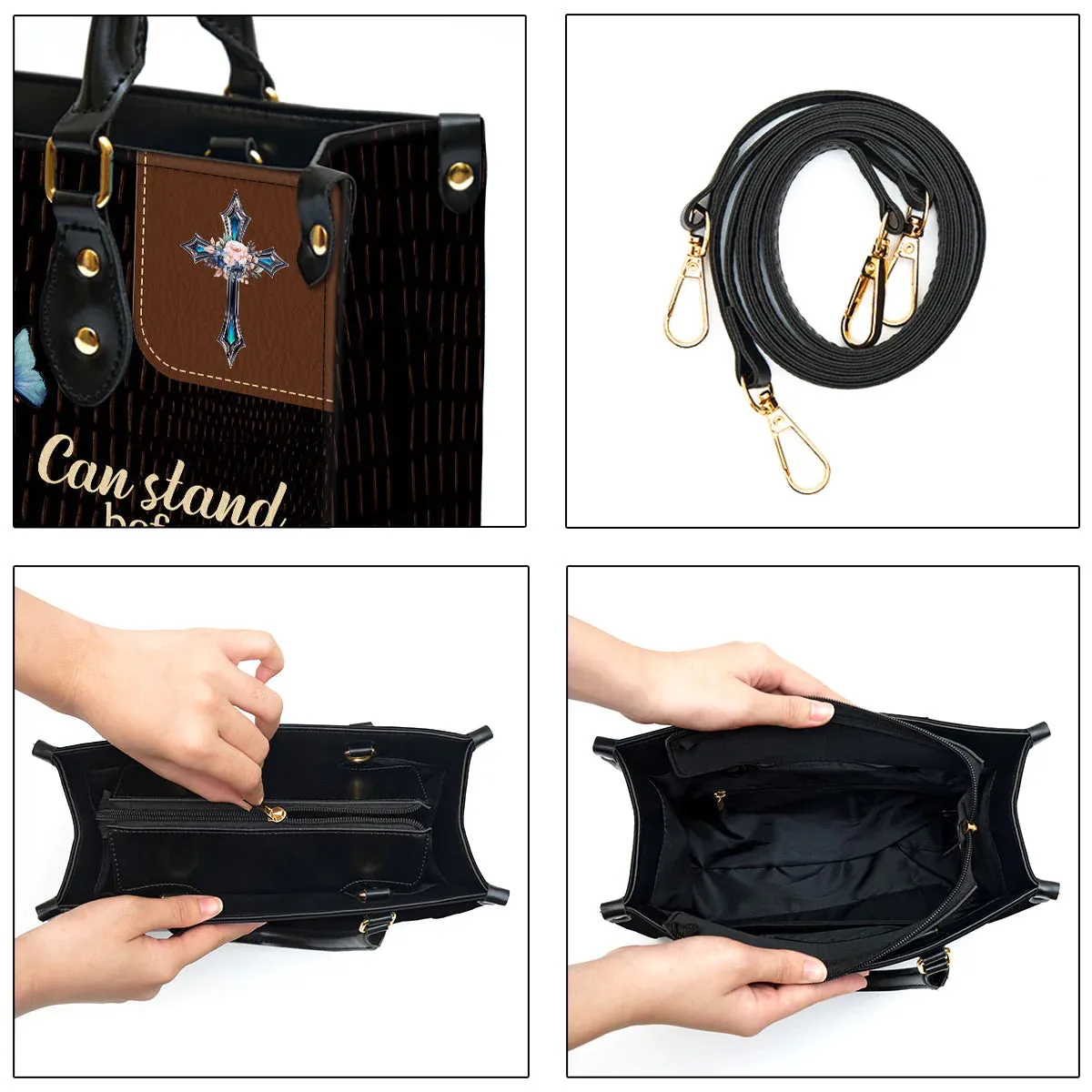 Christianart Designer Handbags, She Who Kneels Before God Can Stand Before Anyone, Personalized Gifts, Gifts for Women.
