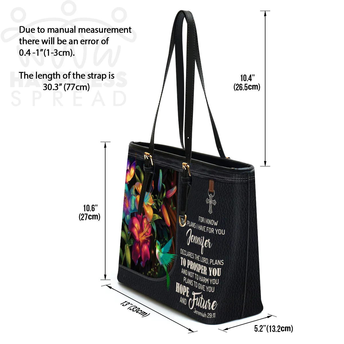 Christianart Handbag, Personalized Hand Bag, For I Know The Plans I Have For You, Personalized Gifts, Gifts for Women.