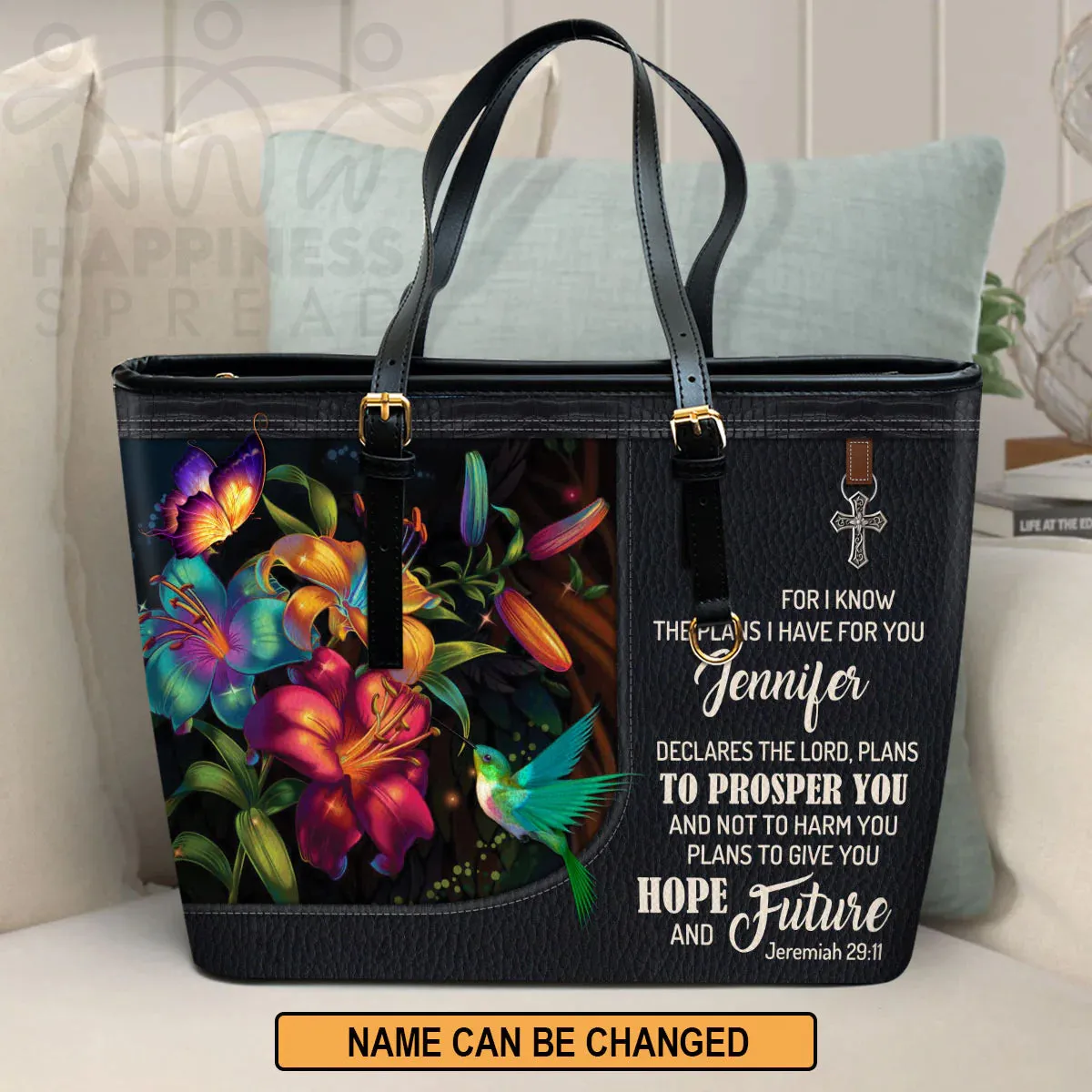 Christianart Handbag, Personalized Hand Bag, For I Know The Plans I Have For You, Personalized Gifts, Gifts for Women.
