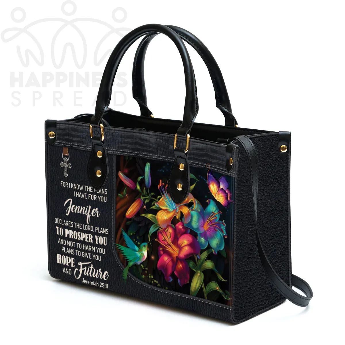 Christianart Handbag, Personalized Hand Bag, For I Know The Plans I Have For You, Personalized Gifts, Gifts for Women.