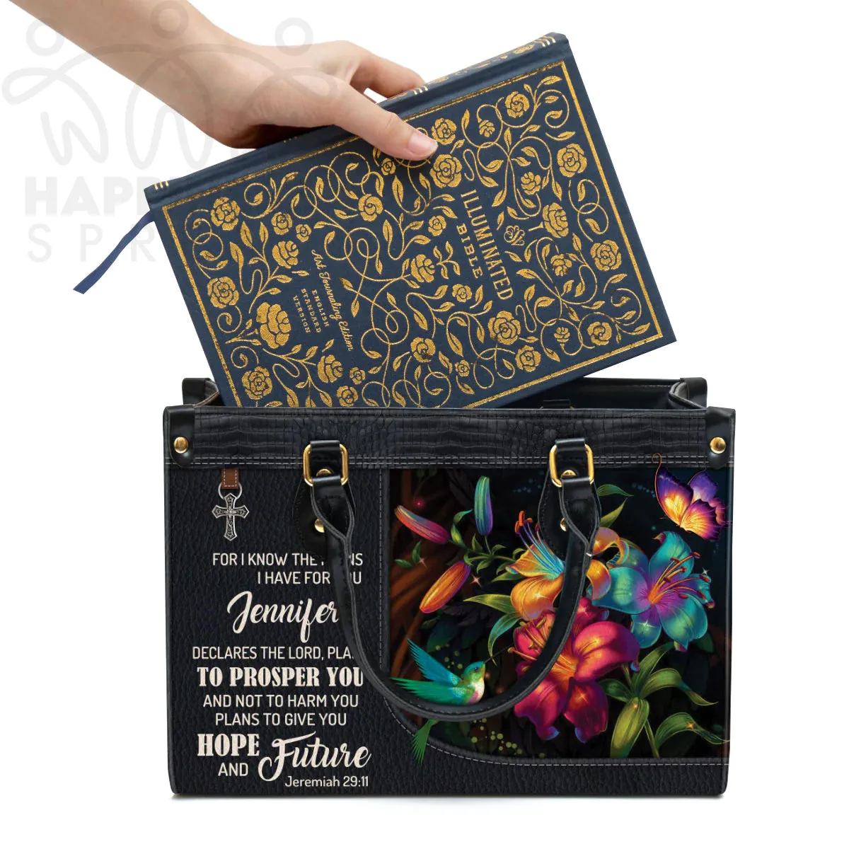 Christianart Handbag, Personalized Hand Bag, For I Know The Plans I Have For You, Personalized Gifts, Gifts for Women.