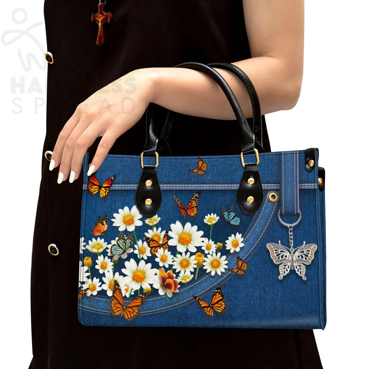 Christianart Handbag, Personalized Handbag, Daisy And Butterfly, Personalized Gifts, Gifts for Women.