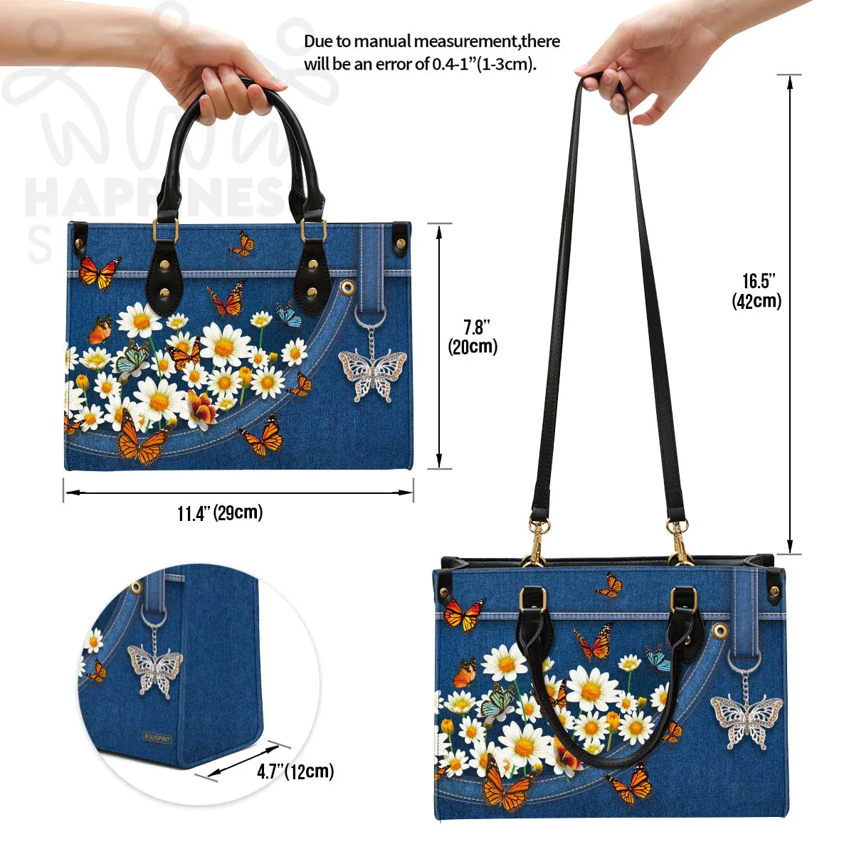 Christianart Handbag, Personalized Handbag, Daisy And Butterfly, Personalized Gifts, Gifts for Women.