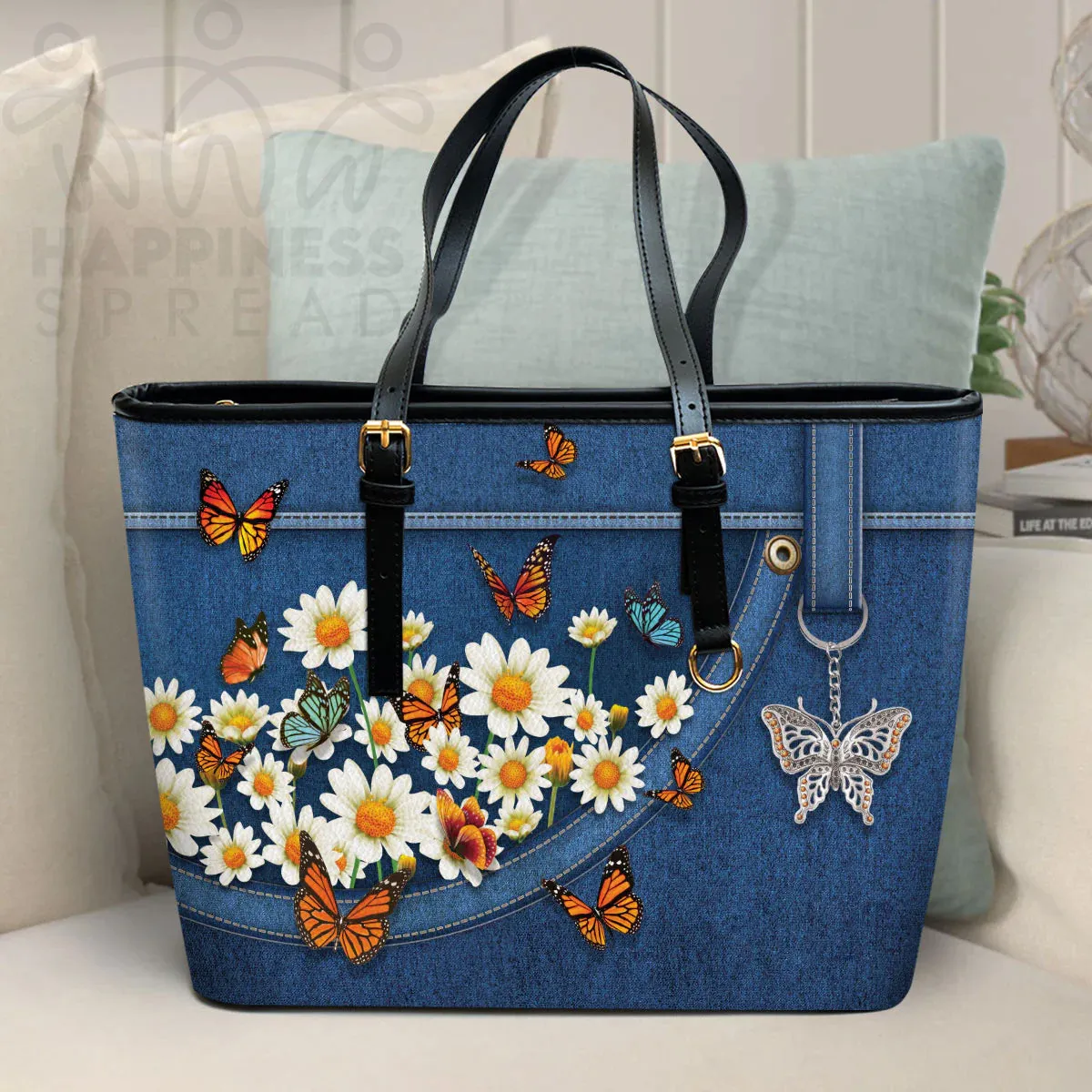 Christianart Handbag, Personalized Handbag, Daisy And Butterfly, Personalized Gifts, Gifts for Women.