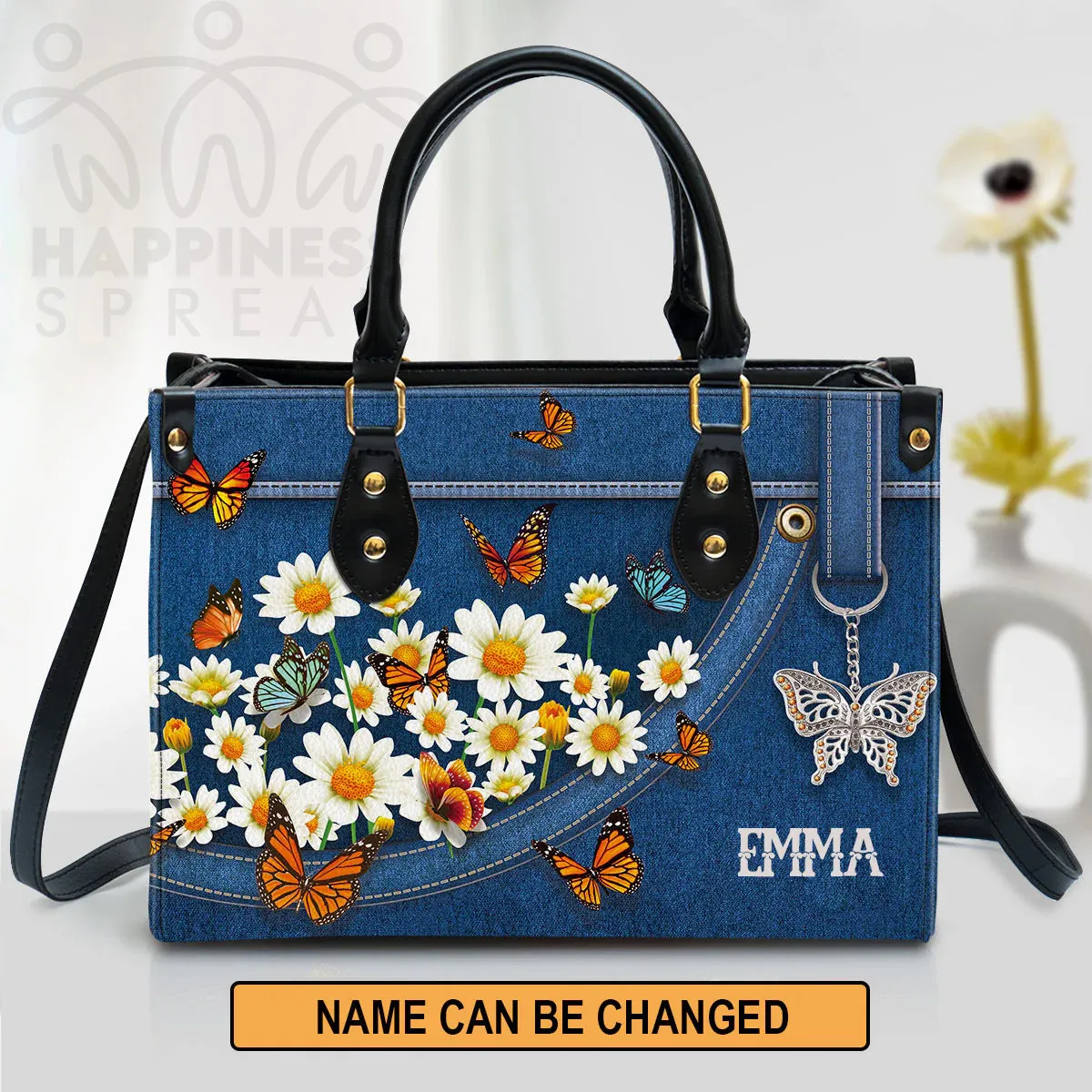 Christianart Handbag, Personalized Handbag, Daisy And Butterfly, Personalized Gifts, Gifts for Women.