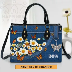 Christianart Handbag, Personalized Handbag, Daisy And Butterfly, Personalized Gifts, Gifts for Women.