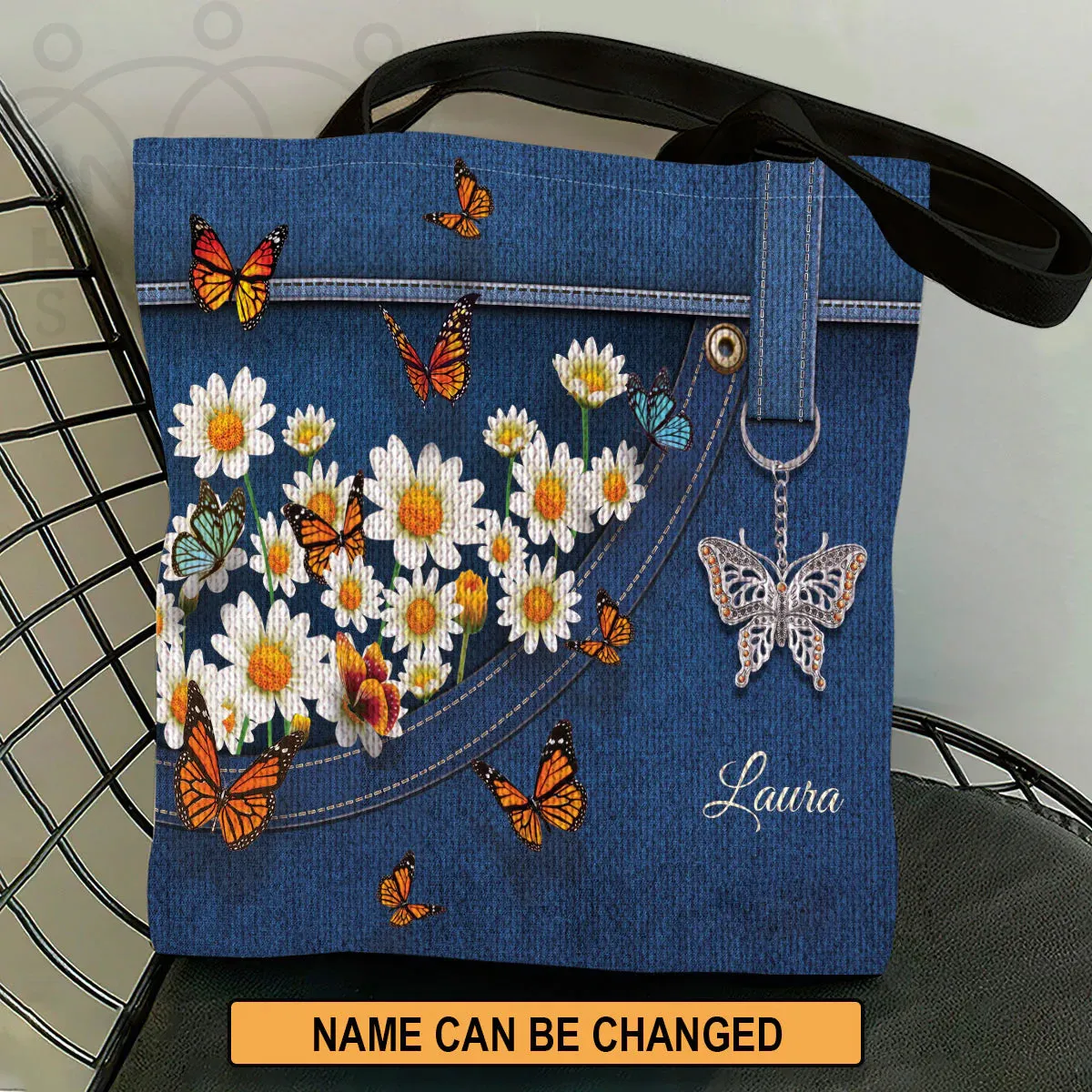 Christianart Handbag, Personalized Handbag, Daisy And Butterfly, Personalized Gifts, Gifts for Women.