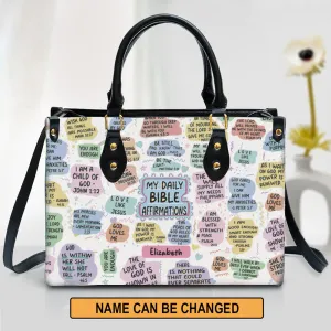 Christianartbag Handbags, My Daily Bible Affirmations Leather Bags, Personalized Bags, Gifts for Women, Christmas Gift, CABLTB06140823.