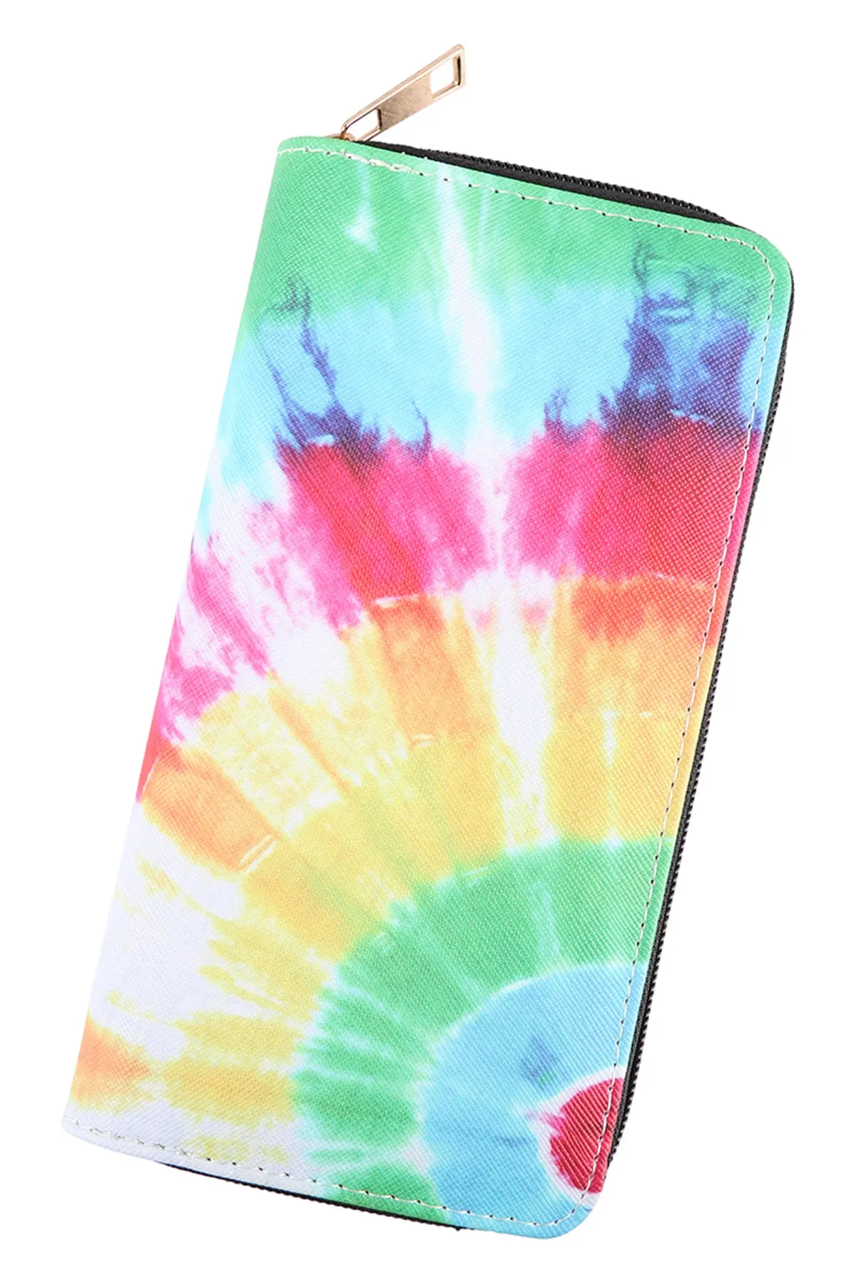 CIRCLE DYE PRINT MULTICOLOR LEATHER ZIPPER WALLET