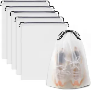 Clear Shoe Bags for Travel 5 PCS, 15.7" X 11.8" Drawstring Travel Shoe Bags for Packing, Waterproof Dustproof Portable Travel Shoe Storage Bag for Men and Women