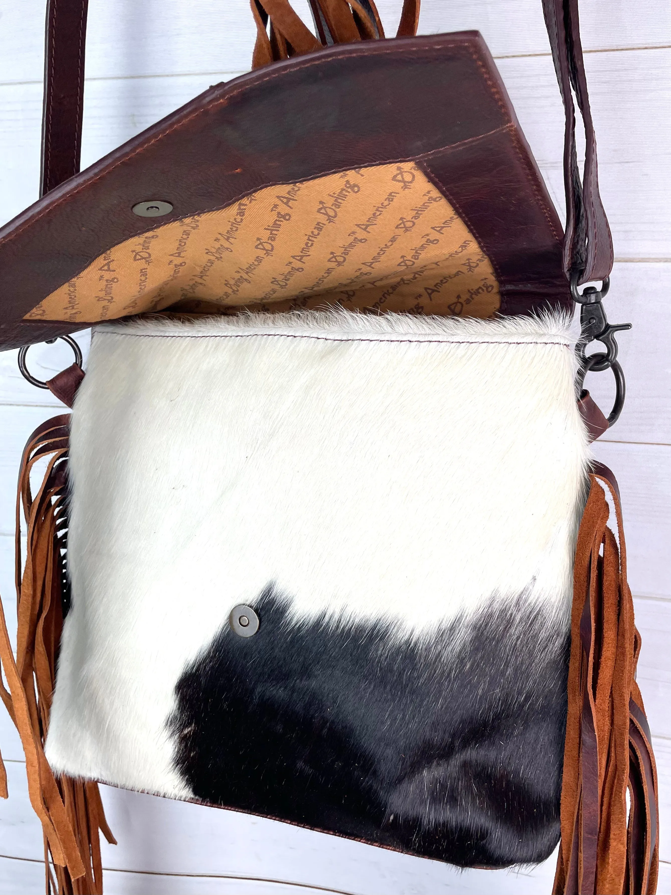 CLEARANCE! Vintage Western Cowhide Satchel Crossbody Bag