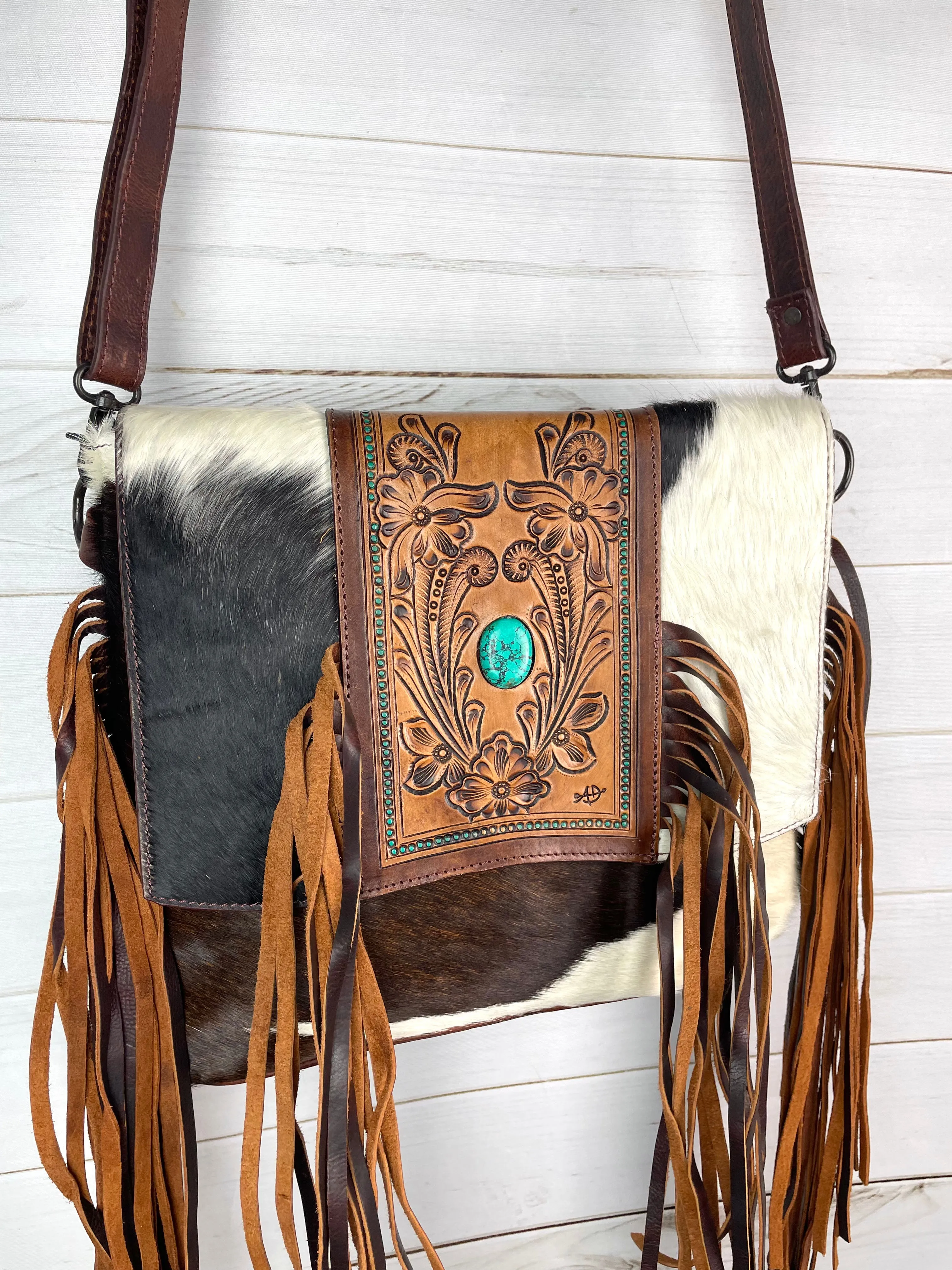 CLEARANCE! Vintage Western Cowhide Satchel Crossbody Bag