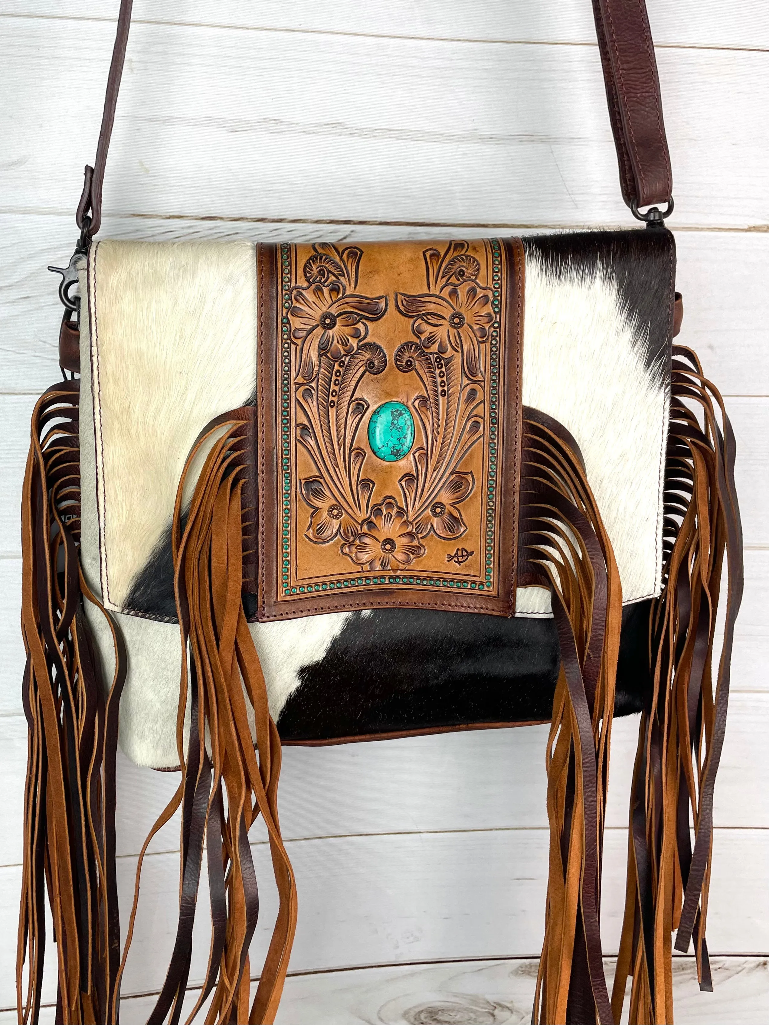 CLEARANCE! Vintage Western Cowhide Satchel Crossbody Bag