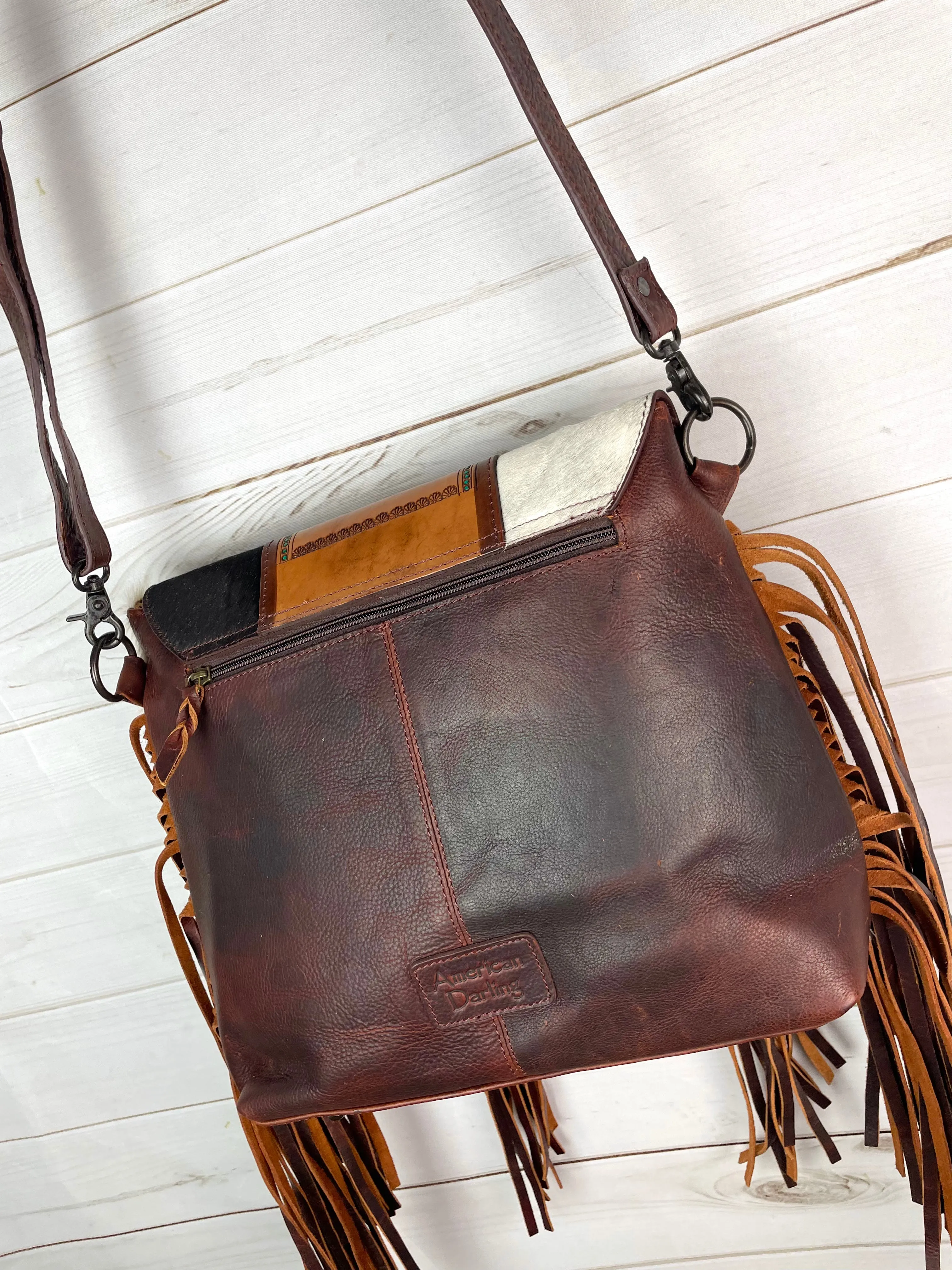 CLEARANCE! Vintage Western Cowhide Satchel Crossbody Bag