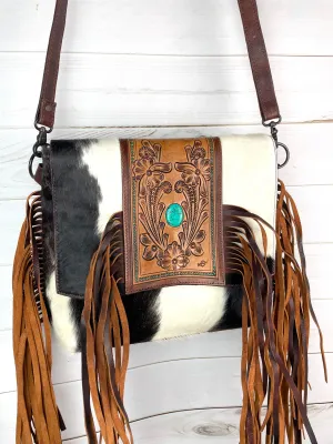 CLEARANCE! Vintage Western Cowhide Satchel Crossbody Bag