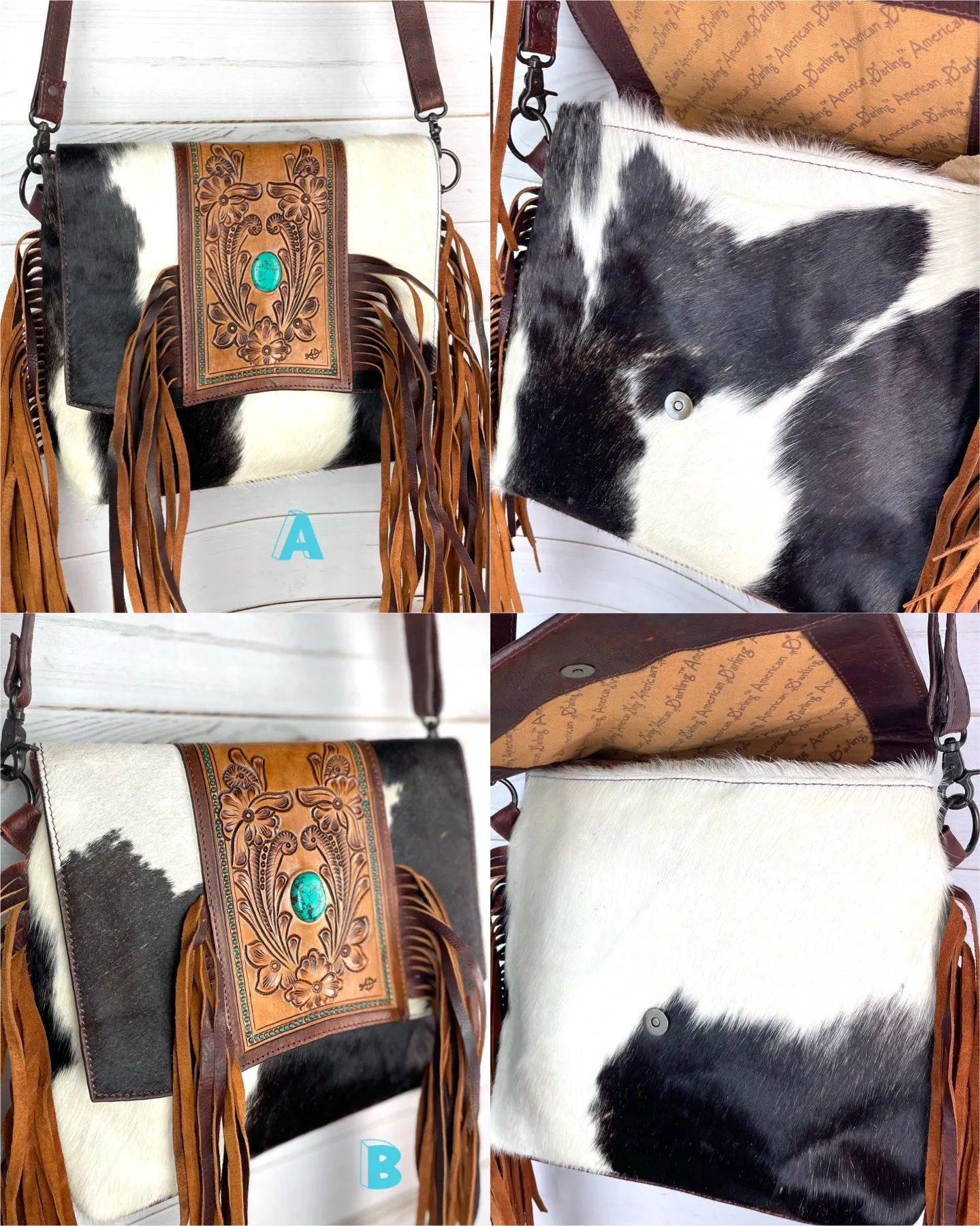 CLEARANCE! Vintage Western Cowhide Satchel Crossbody Bag