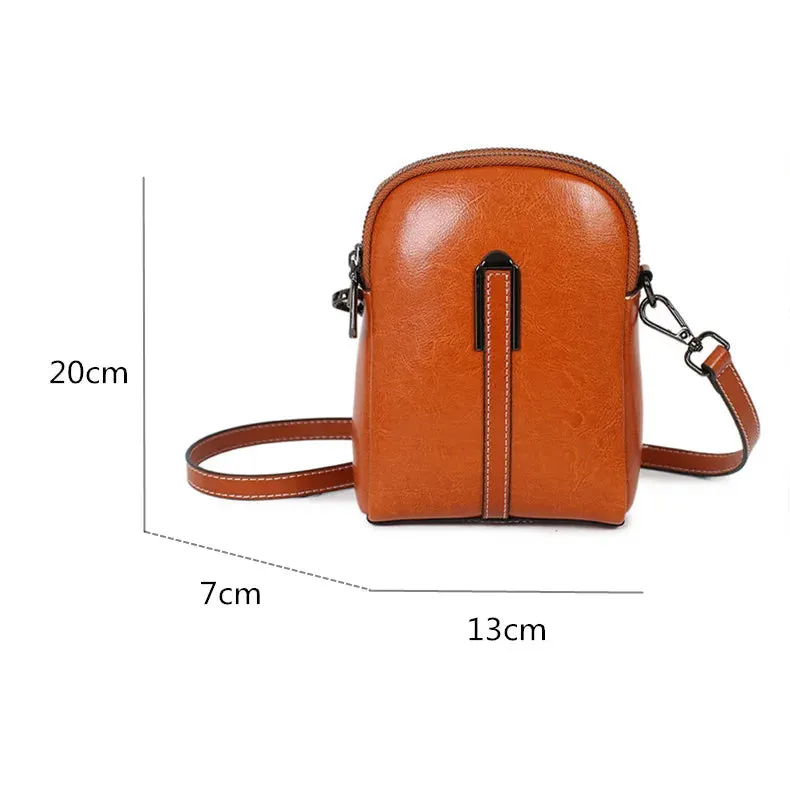 Compact Leather Crossbody Bag For Women