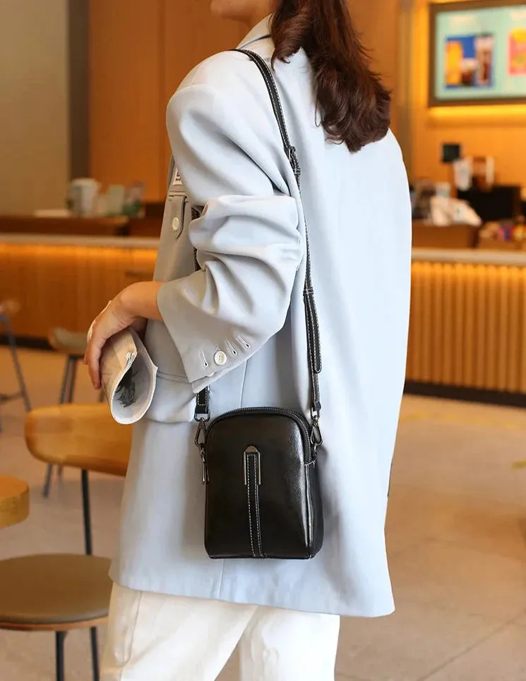 Compact Leather Crossbody Bag For Women