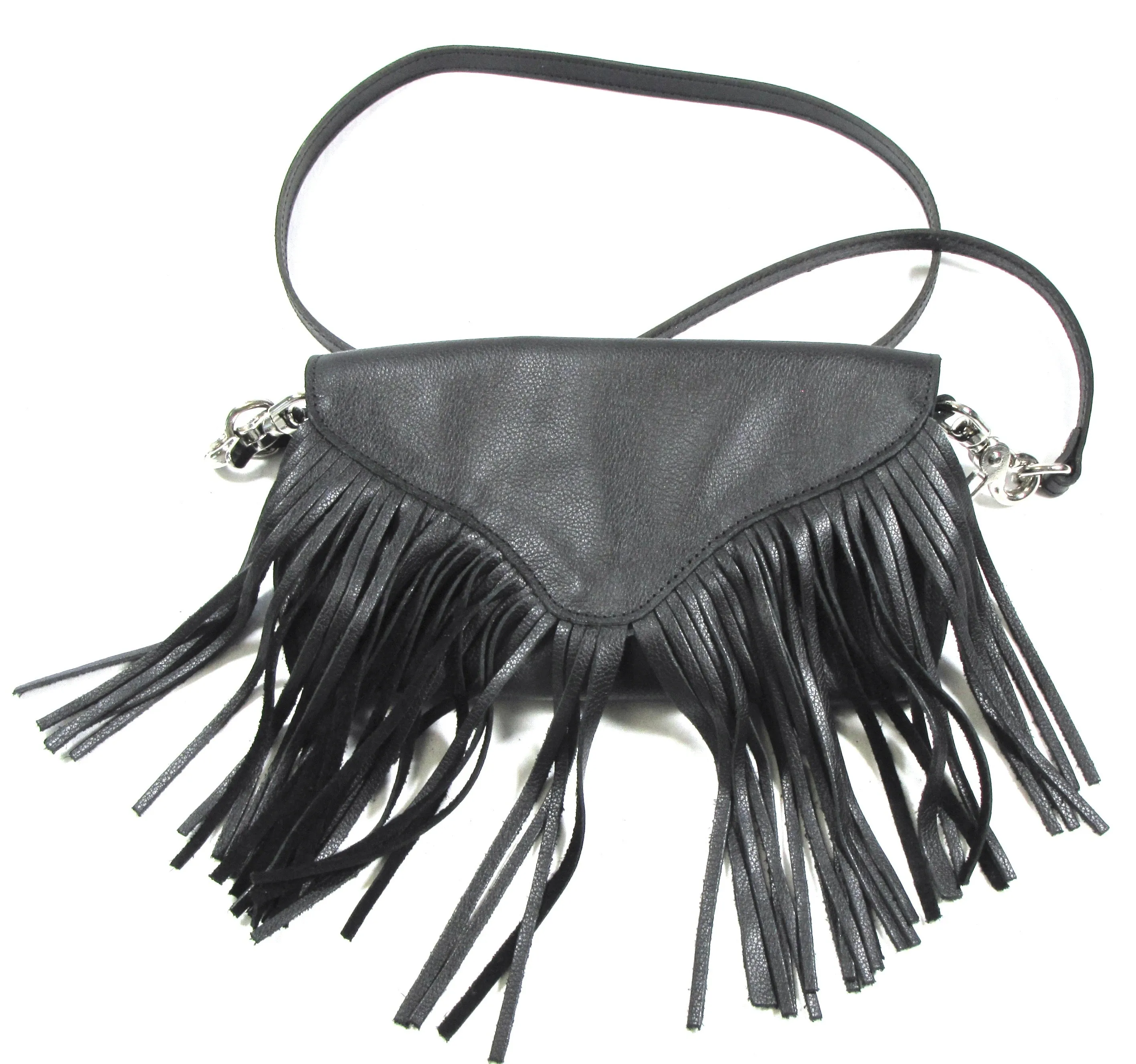 CP691  Soft Fringe Hip Bag/Crossbody Bag- Black