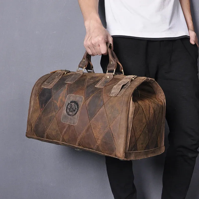 Crazy horse leather Man Large Capacity Retro Design Travel Luggage bag Duffle Bag Male Fashion Suitcase Tote Handbag 8151