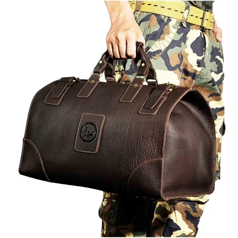 Crazy horse leather Man Large Capacity Retro Design Travel Luggage bag Duffle Bag Male Fashion Suitcase Tote Handbag 8151