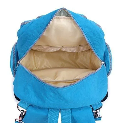 Crest Design Waterproof Diaper Bag Backpack Travel Backpack Organizer Nappy Bags for Baby Care with Changing Pad, Stroller Straps and Insulated Pockets, SGS Certified Safe Product (Deep Sky Blue)