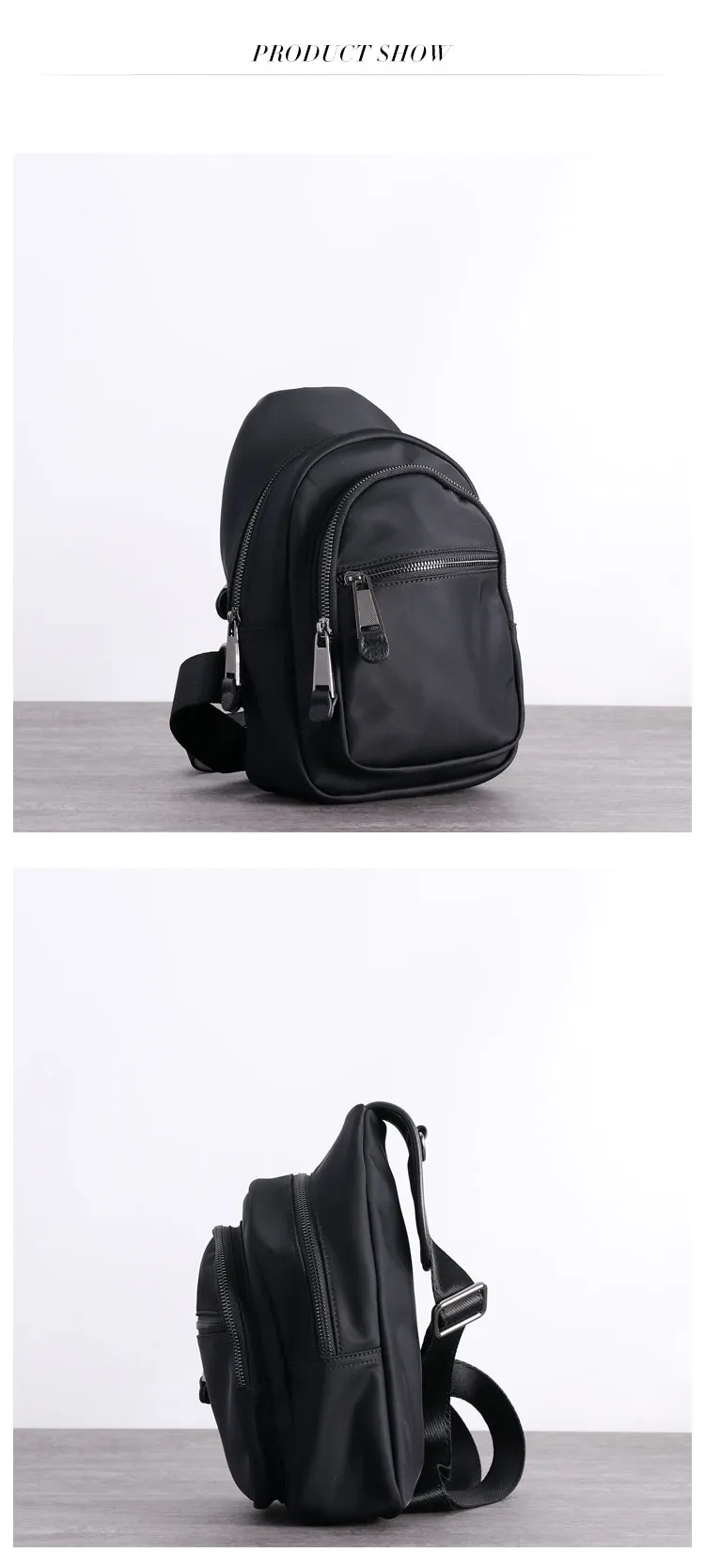 Crossbody Nylon Bag Black Small Sling Bag for Men Cross Body Chest Bag Chest Bags for Men
