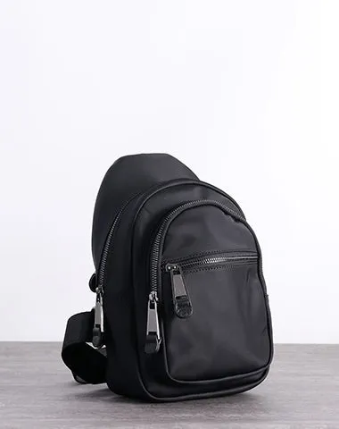 Crossbody Nylon Bag Black Small Sling Bag for Men Cross Body Chest Bag Chest Bags for Men